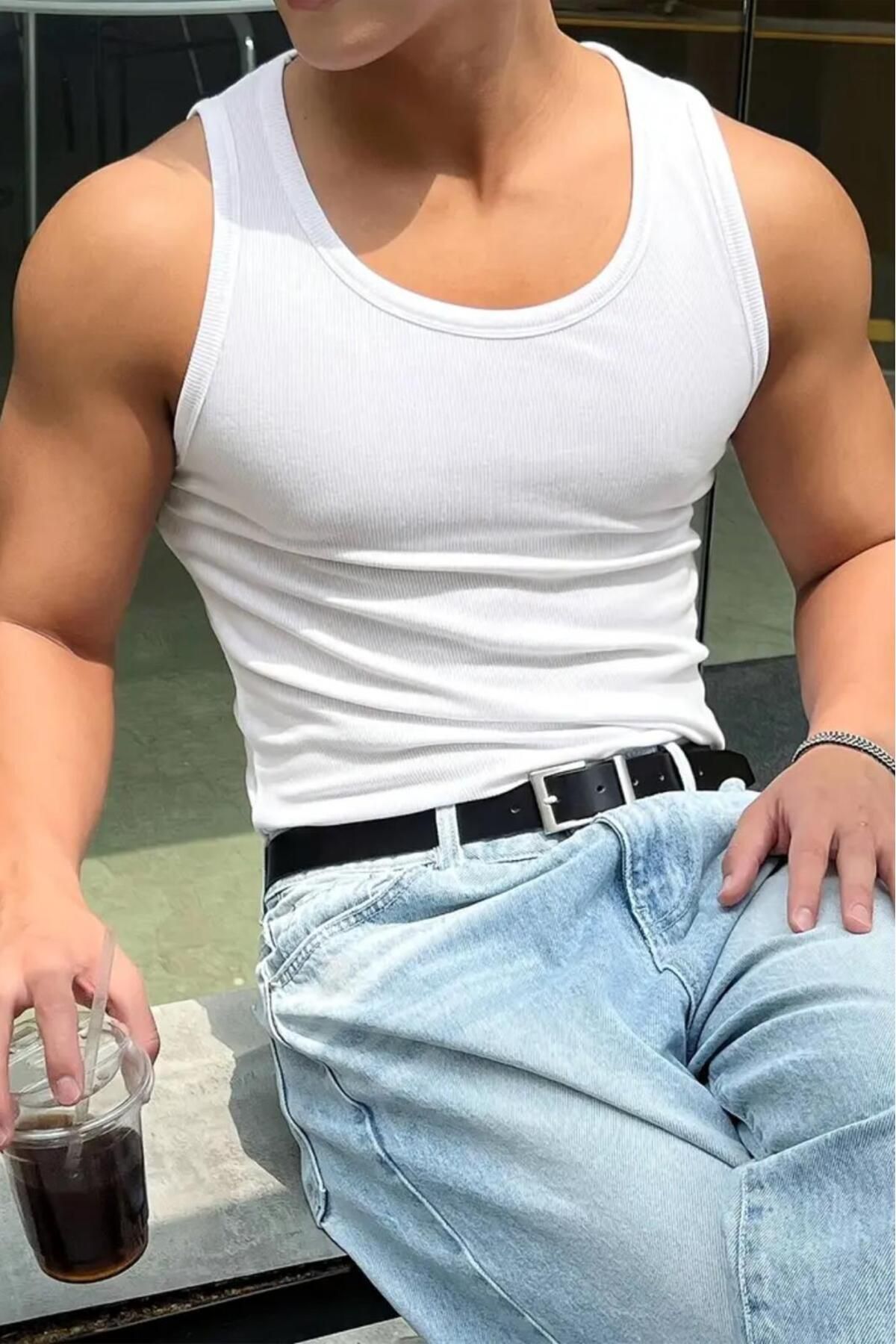 Oksit Wove Paket Slim Fit Esnek Likralı Fitilli Nefes Alabilen Kolsuz Sporcu Atlet