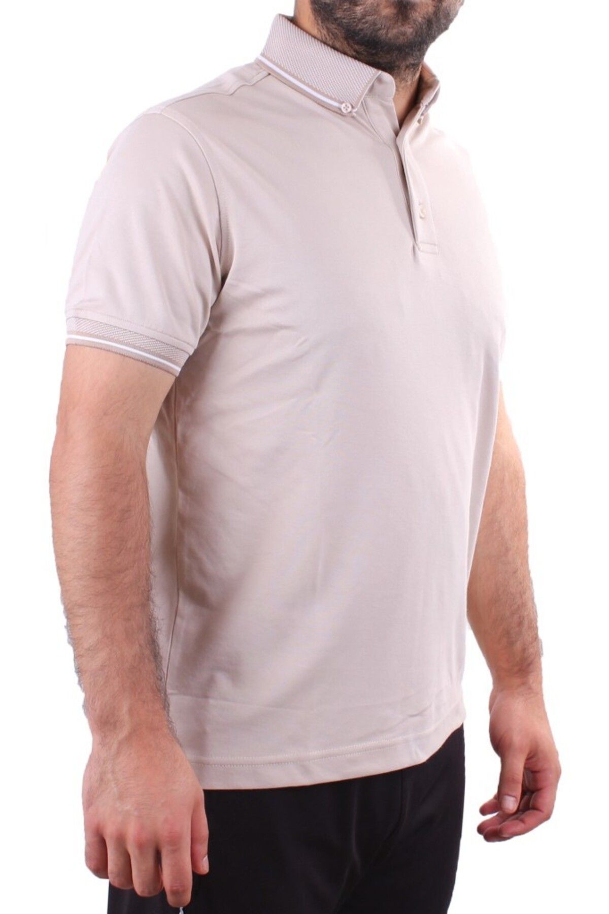 Twister Jeans Twister 2305 Bej Günlük Kısa Kol Normal Kesim Pamuklu Polo Yaka Erkek Tişört