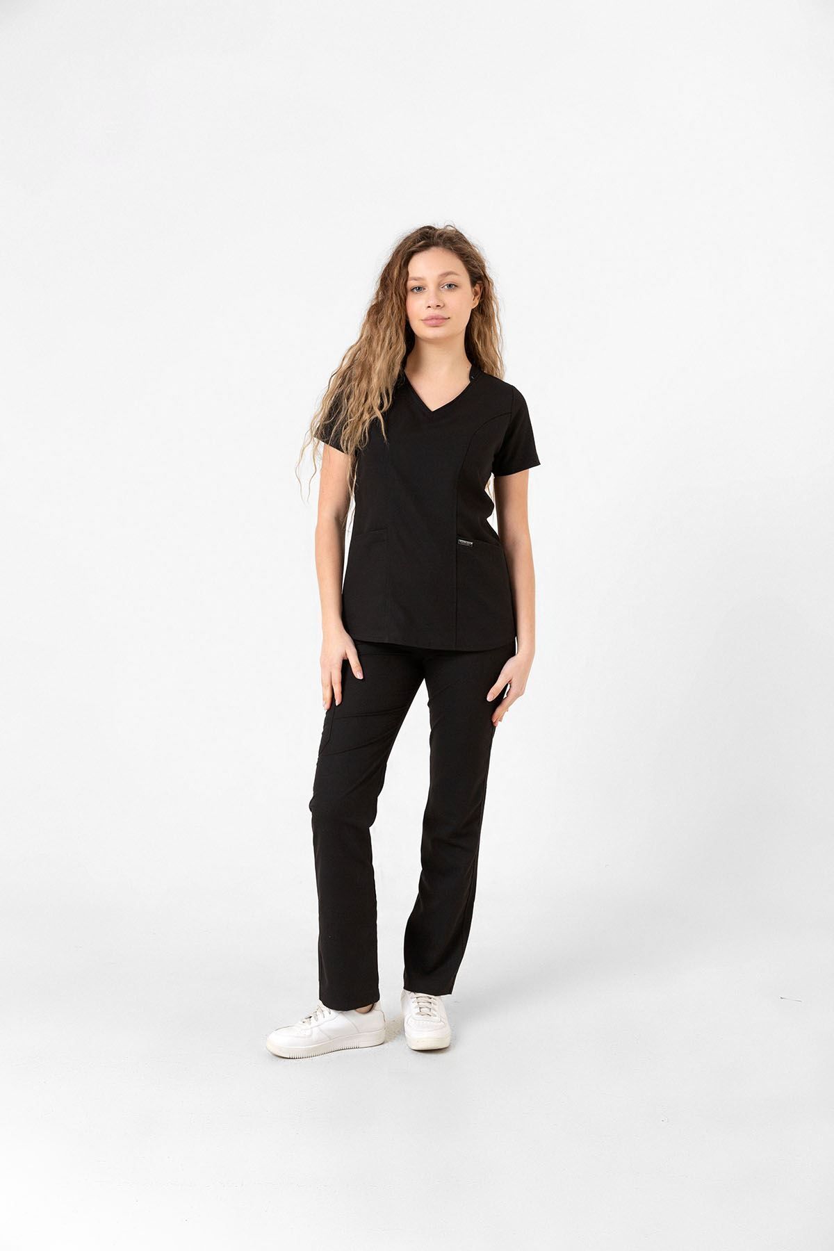Onur Forma Scrubs Butterfly Collar Kadın Takım - Lacivert