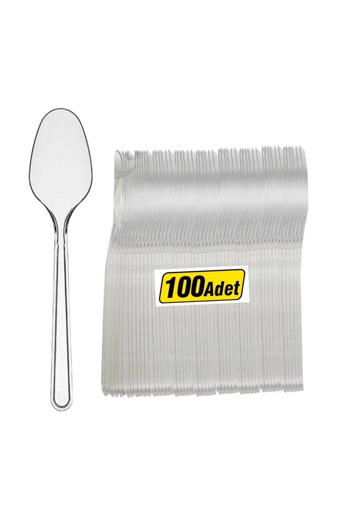 JokeyAmbalaj Kullan AT Lüks Sert Plastik Şeffaf Kaşık (1Pk - 100 adet)