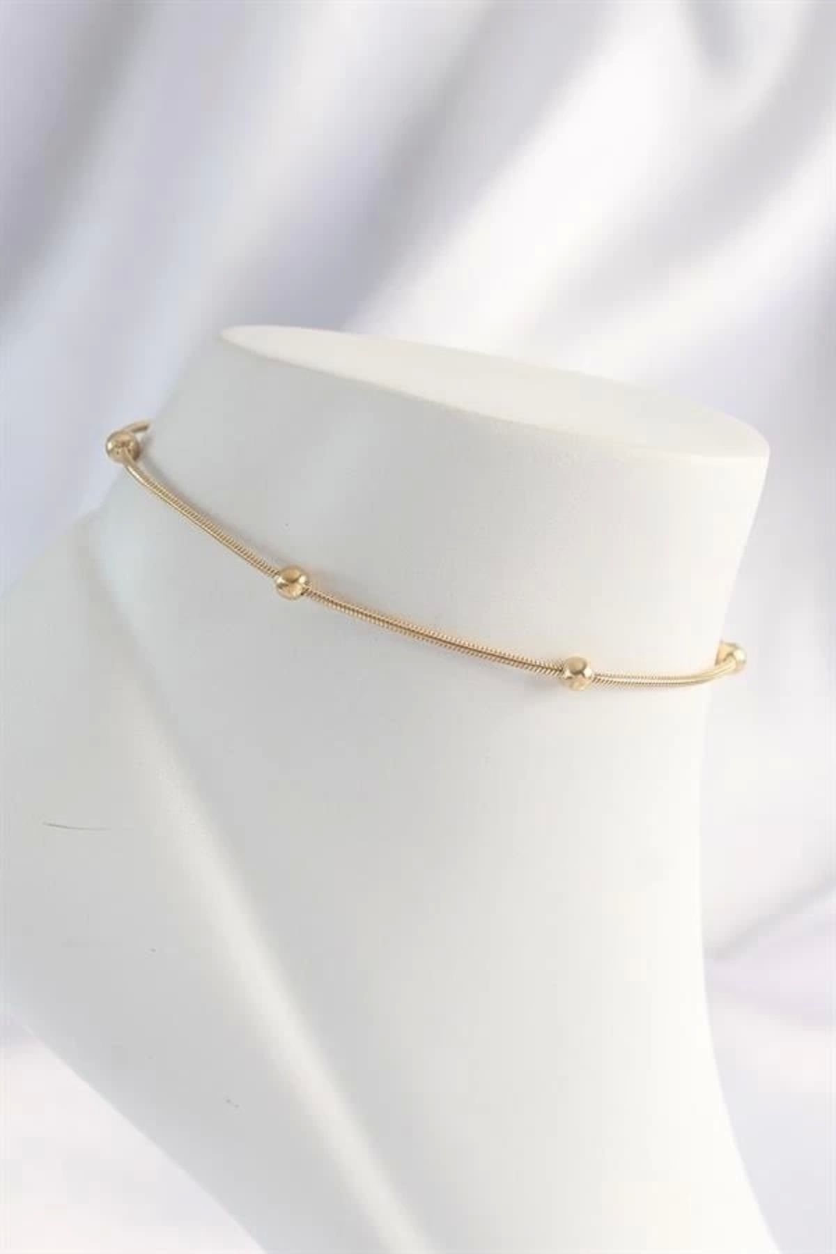 Merev 316L Çelik Gold Renk Minimal Topçuk Model Halhal