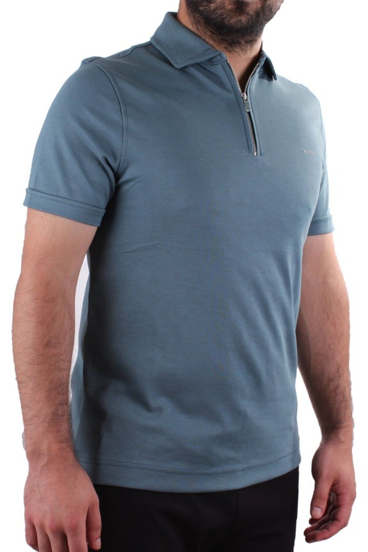 Twister Jeans Twister 2298 Yeşil Günlük Kısa Kol Normal Kesim Pamuklu Fermuarlı Polo Yaka Erkek Tişört