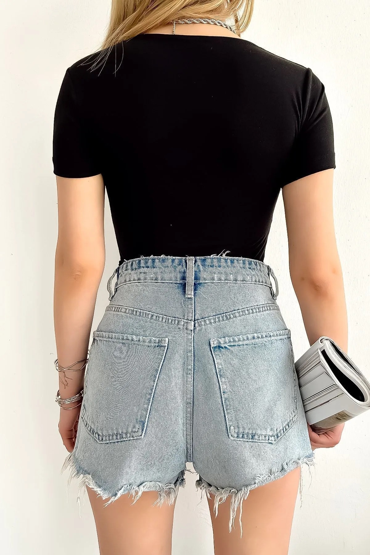 modazoom  Kadın Kare Yaka Kısa Kollu Bluz - Görsel 3