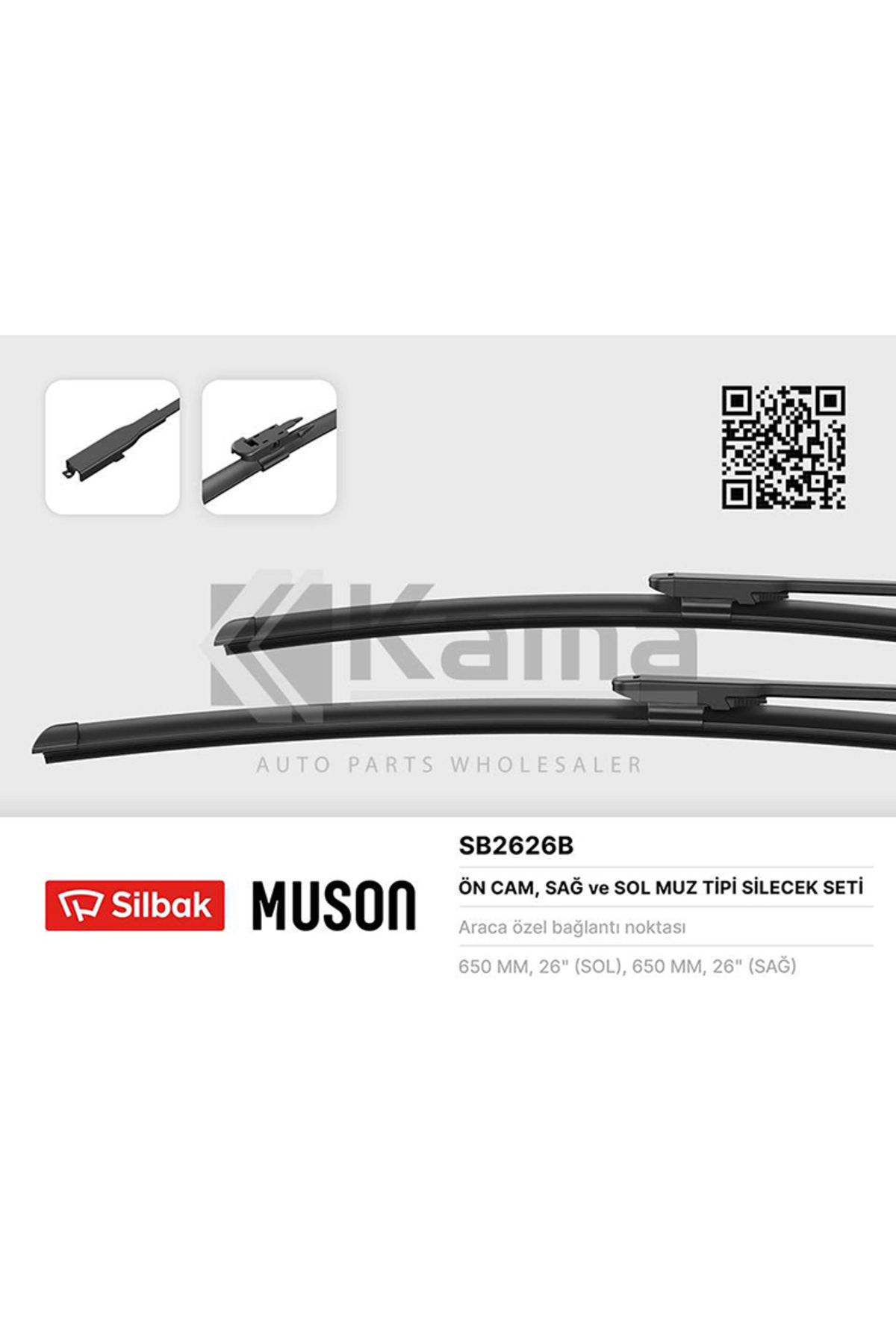 Silbak 1P0955425B-1P0955426B SİLECEK SÜPÜRGE TAKIMI ÖN (650/650) (MUZ TİPİ) SEAT LEON / AUDI Q7 05-