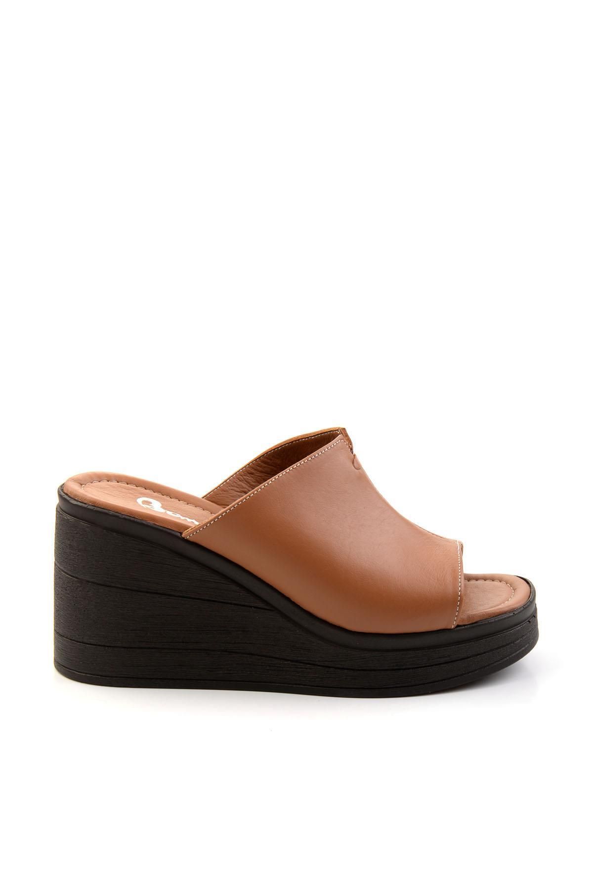 Bambi Taba Leather Kadın Terlik K04040012603