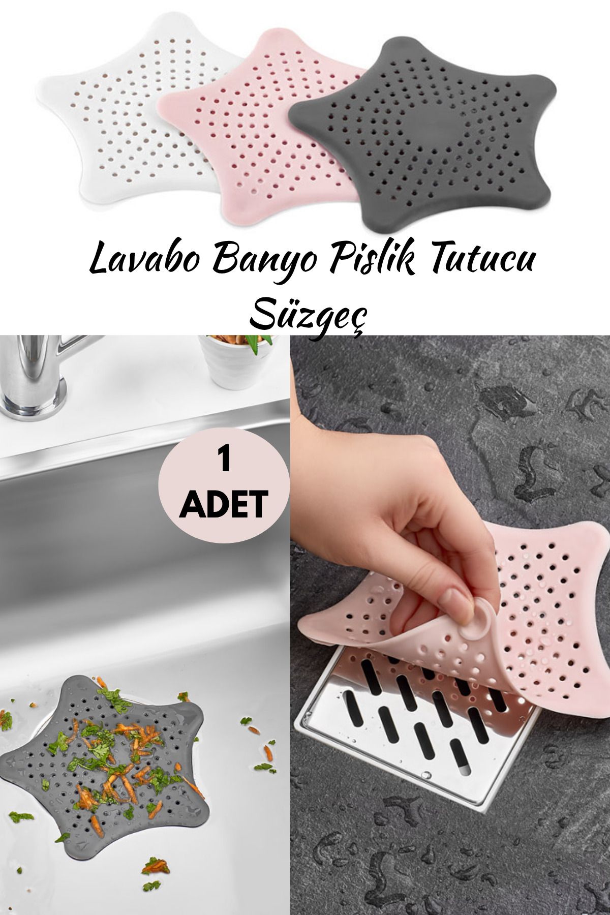 UFİX Silikon Vantuzlu Süzgeç Banyo Ve Mutfak Gider Kapatıcı Lavabo Süzgeci Çöp Tutucu Vantuzlu Süzgeç