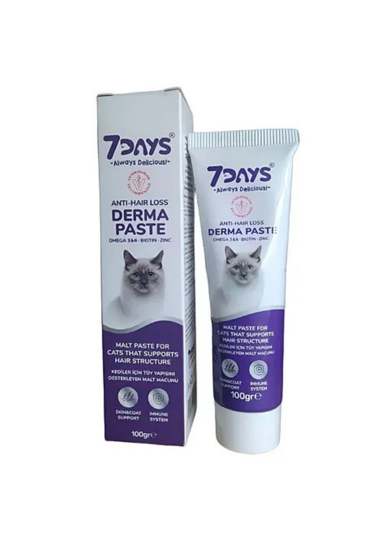 7DAYS Kediler İçin Tüy Sağlını Destekleyen Malt Macun (Tüy Dökülme Engelleyici) (100 gr)