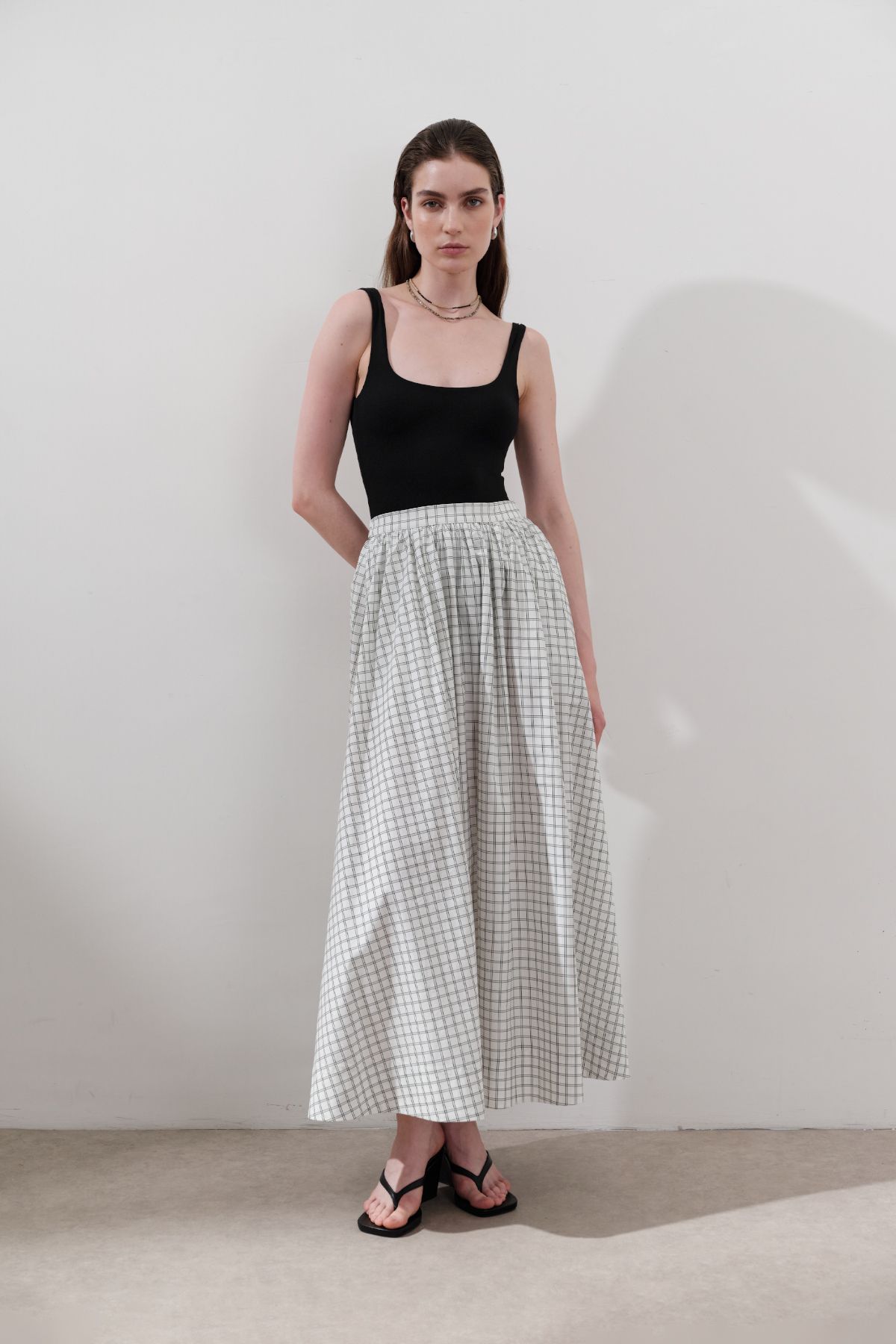 Manuka-Patterned Poplin Skirt Ecru 4