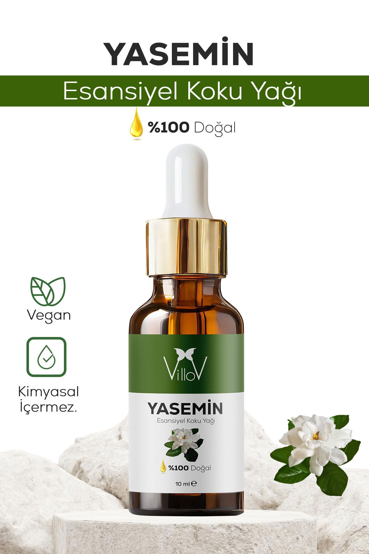 Villov Yasemin Esansiyel Uçucu Koku Yağı Difüzör Esansı Buhurdanlık Yağı Aromaterapi Esansı Yağı 10ml