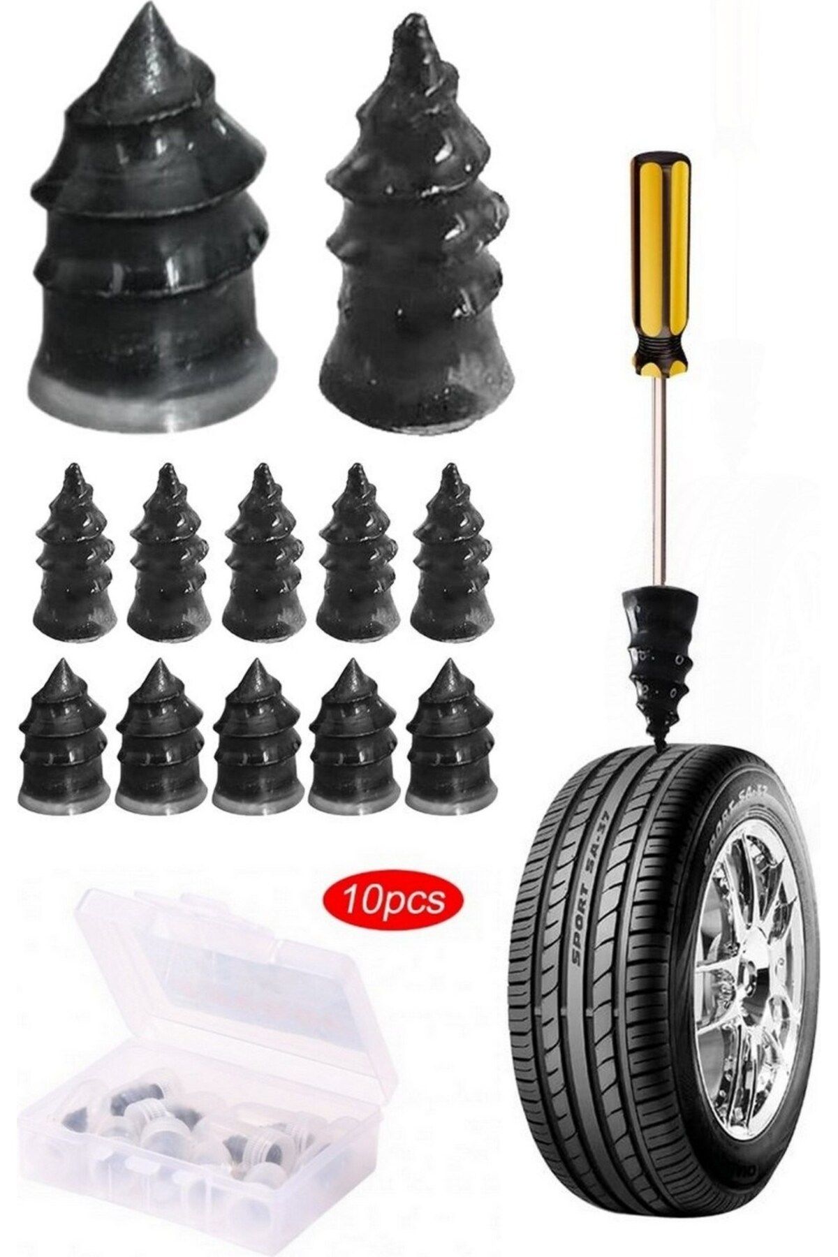 BarkoFix Lastik Tamir Kiti 10 Adet Kauçuk Çivi Parçaları Oto Kamyon Otobüsleri Motosiklet Tamir Seti Dublex