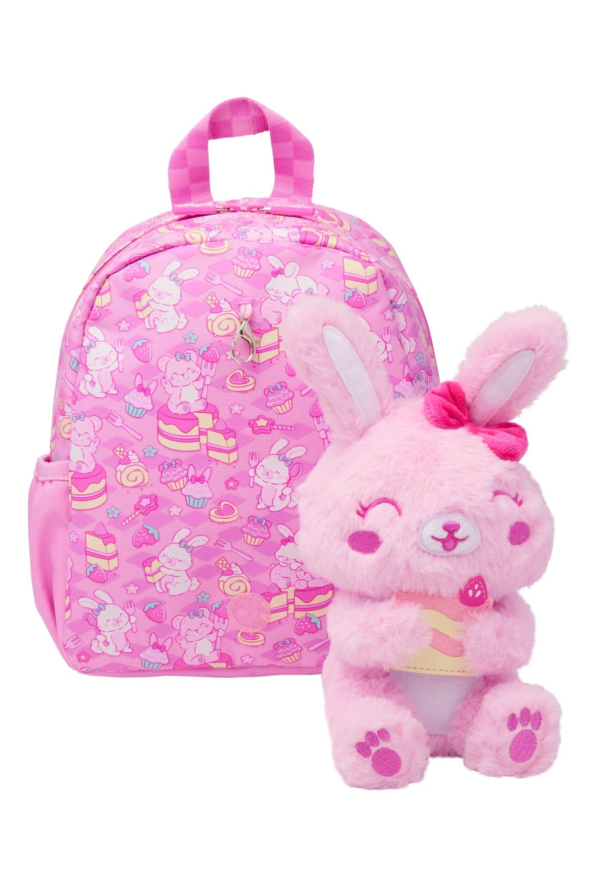 SMIGGLE-حقيبة ظهر للأطفال بحجم كبير مع لعبة قطيفة قابلة للإزالة على شكل أرنب 3