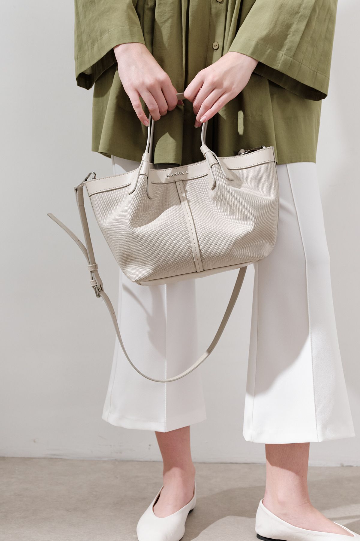 Manuka-Canvas Stitched Mini Bag with Detail 2