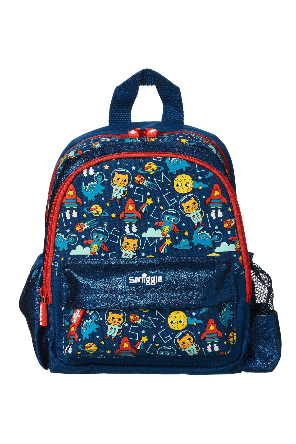 SMIGGLE Kedili Galaksi Figürlü Kısmi Derili Kreş Boy Sırt Çantası