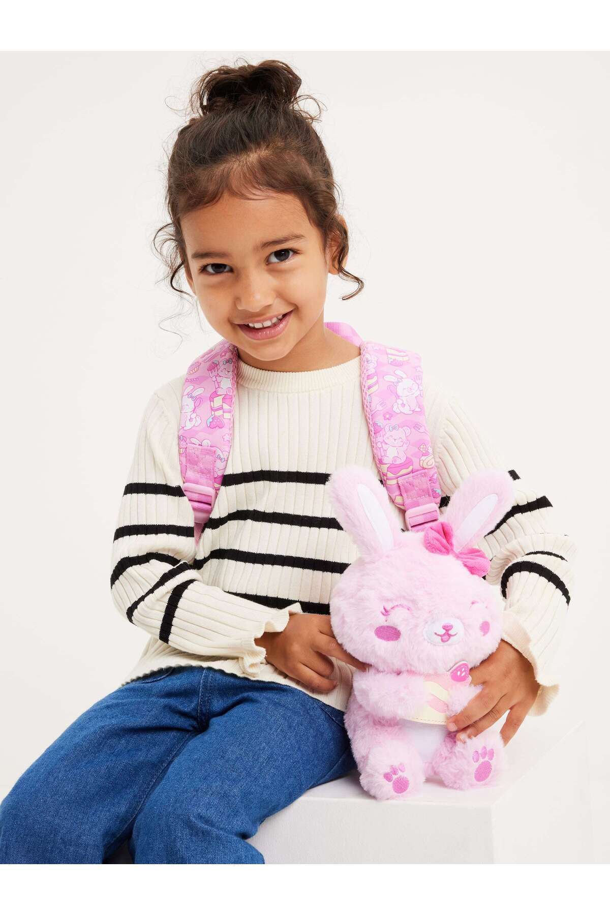 SMIGGLE-حقيبة ظهر للأطفال بحجم كبير مع لعبة قطيفة قابلة للإزالة على شكل أرنب 7