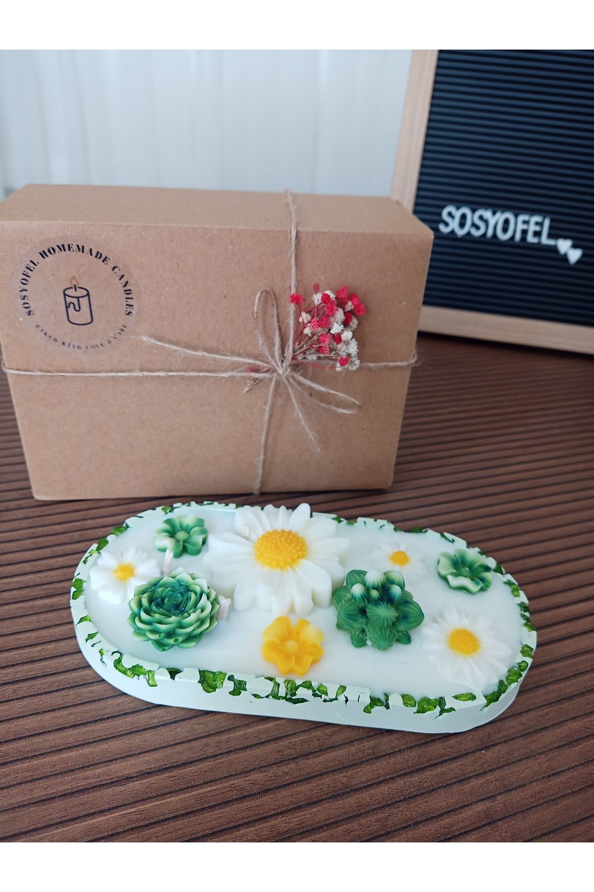 Home Sosyofel Yeşil Tabaklı Doğal Soya Wax Mum