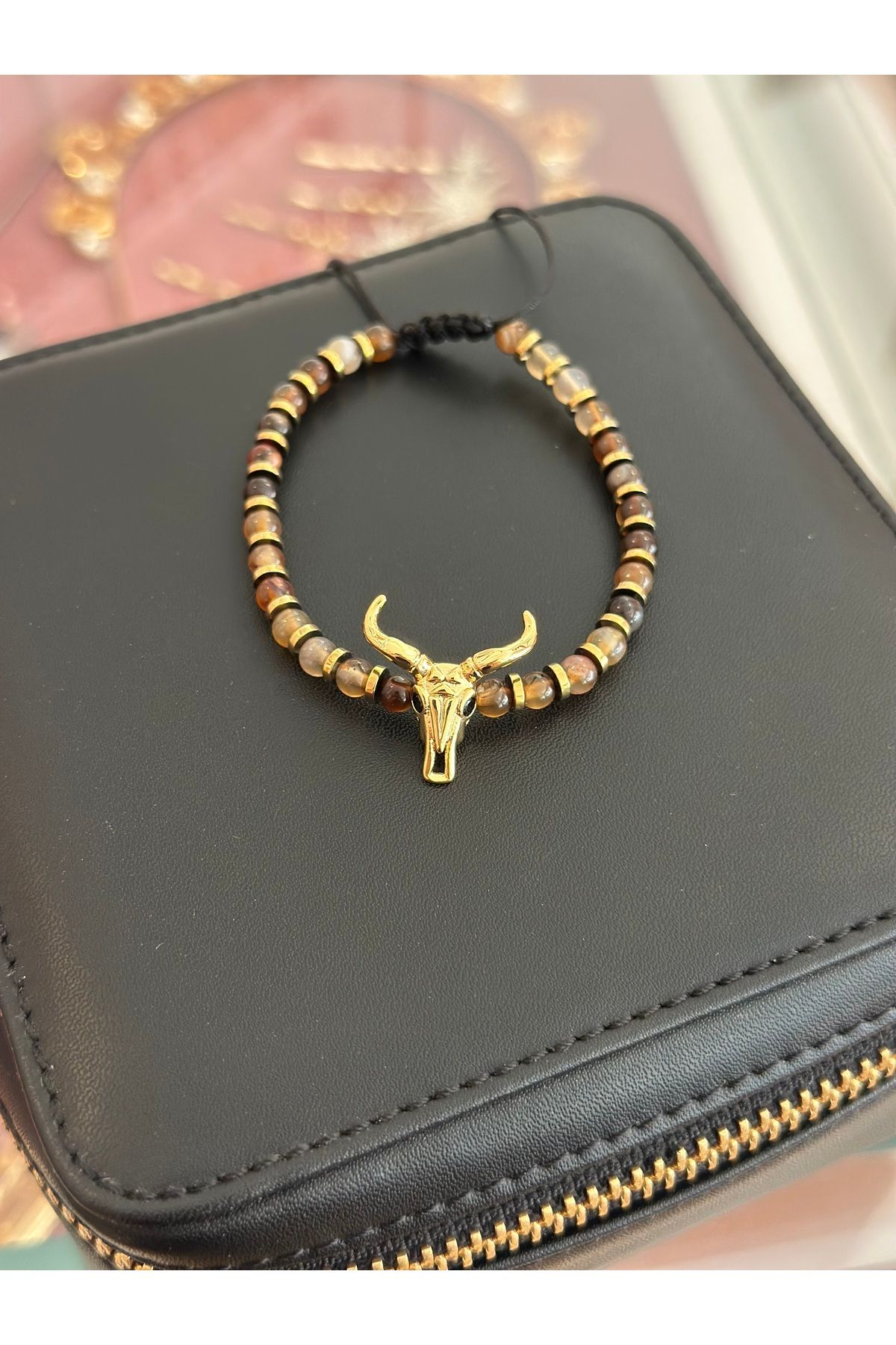 Milena Designer Store Milena Men Hayvan Figürlü Doğal Taş Erkek Bilekliği