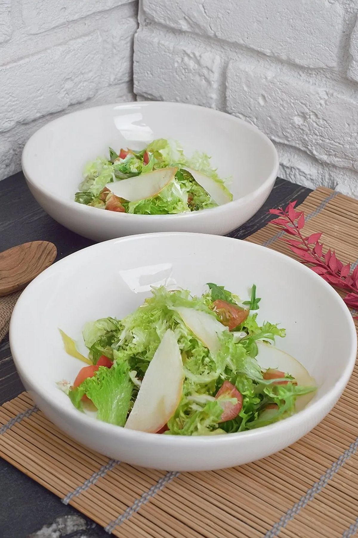 Selenica 2'li Modern Seramik Salata Kasesi Takımı 21cm Büyük Servis Kasesi Çorba, Makarna, Kahvaltı Kasesi