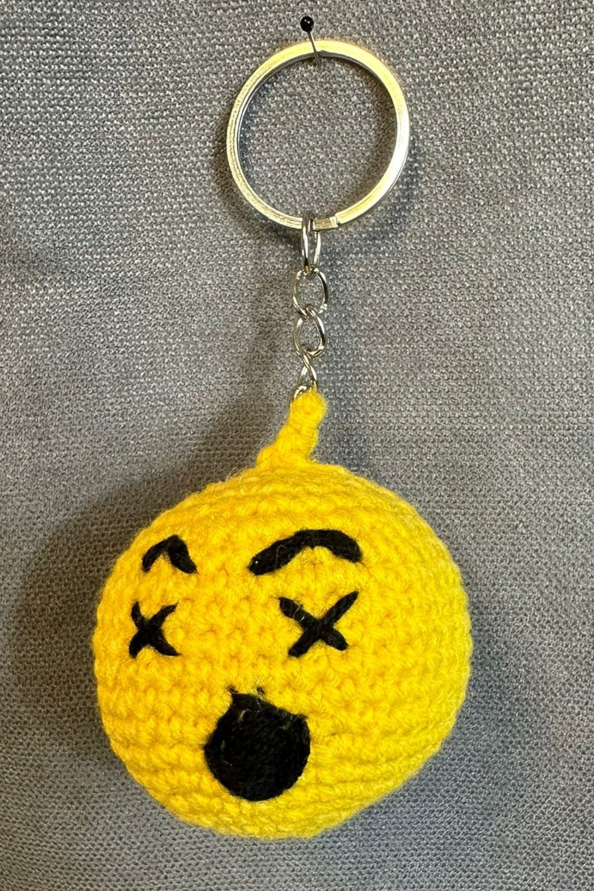 Uretti-- Tuğba 9352 4379 Handmade Knitted Dizzy Face - Dizzy Emoji Keychain 3