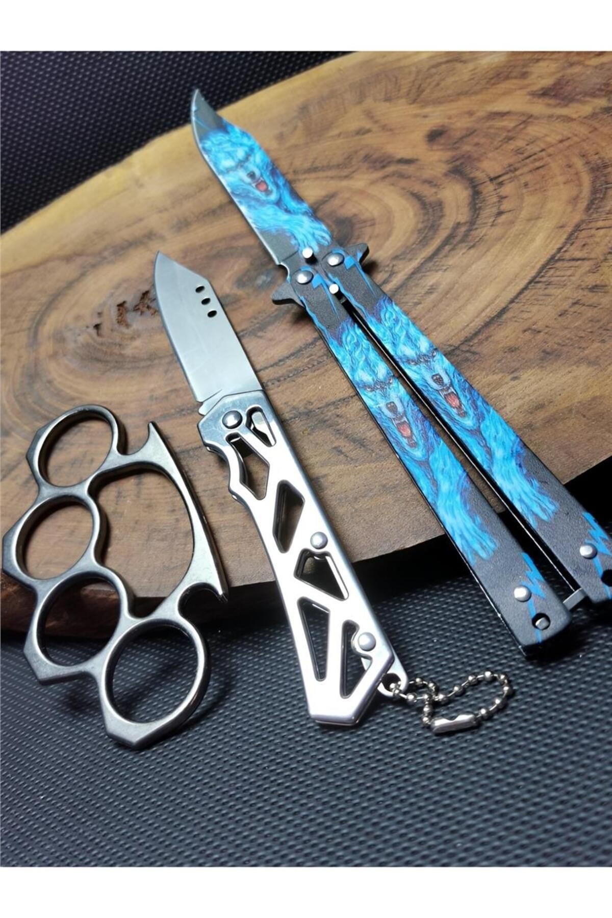alsepeteavm 21 cm 3 lü Kelebek Kamp Çakı Seti 5004586546