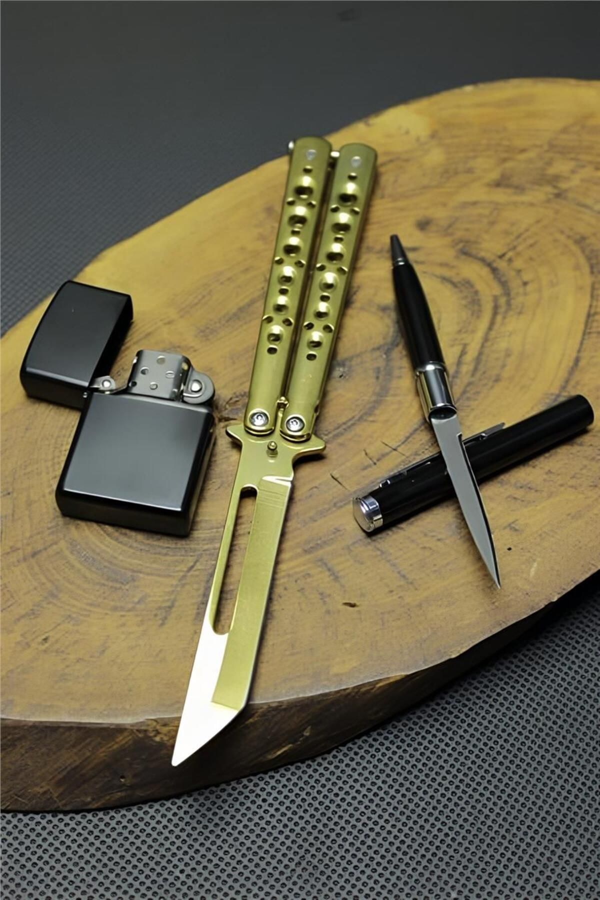 alsepeteavm 21 cm Gold Renk Tanto Kelebeği Set
