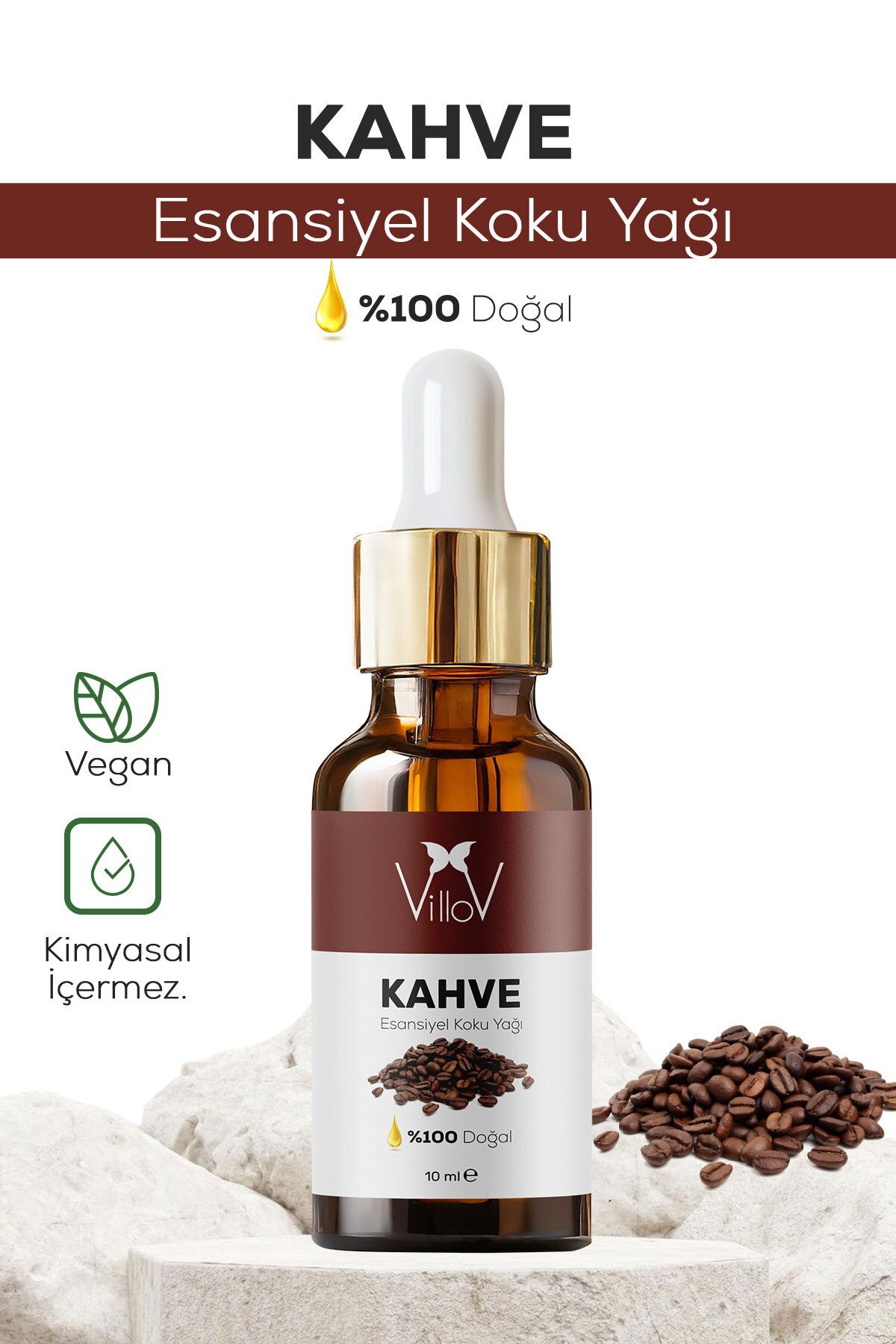 Villov Kahve Esansiyel Uçucu Koku Yağı Difüzör Esansı Buhurdanlık Yağı Aromaterapi Esansı Yağı 10ml