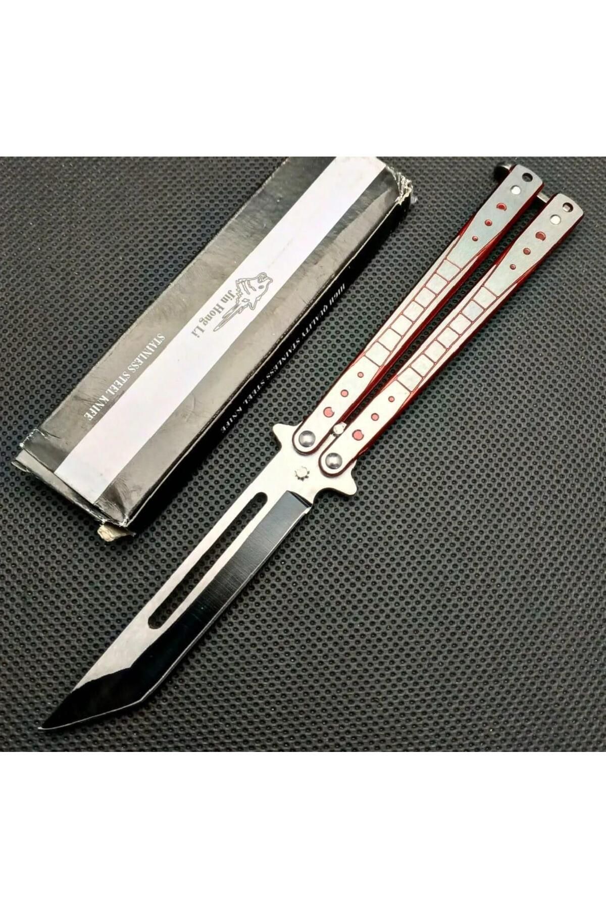 alsepeteavm Benchmade Tanto Kırmızı Desenli Tek Kelebek Kamp Çakısı