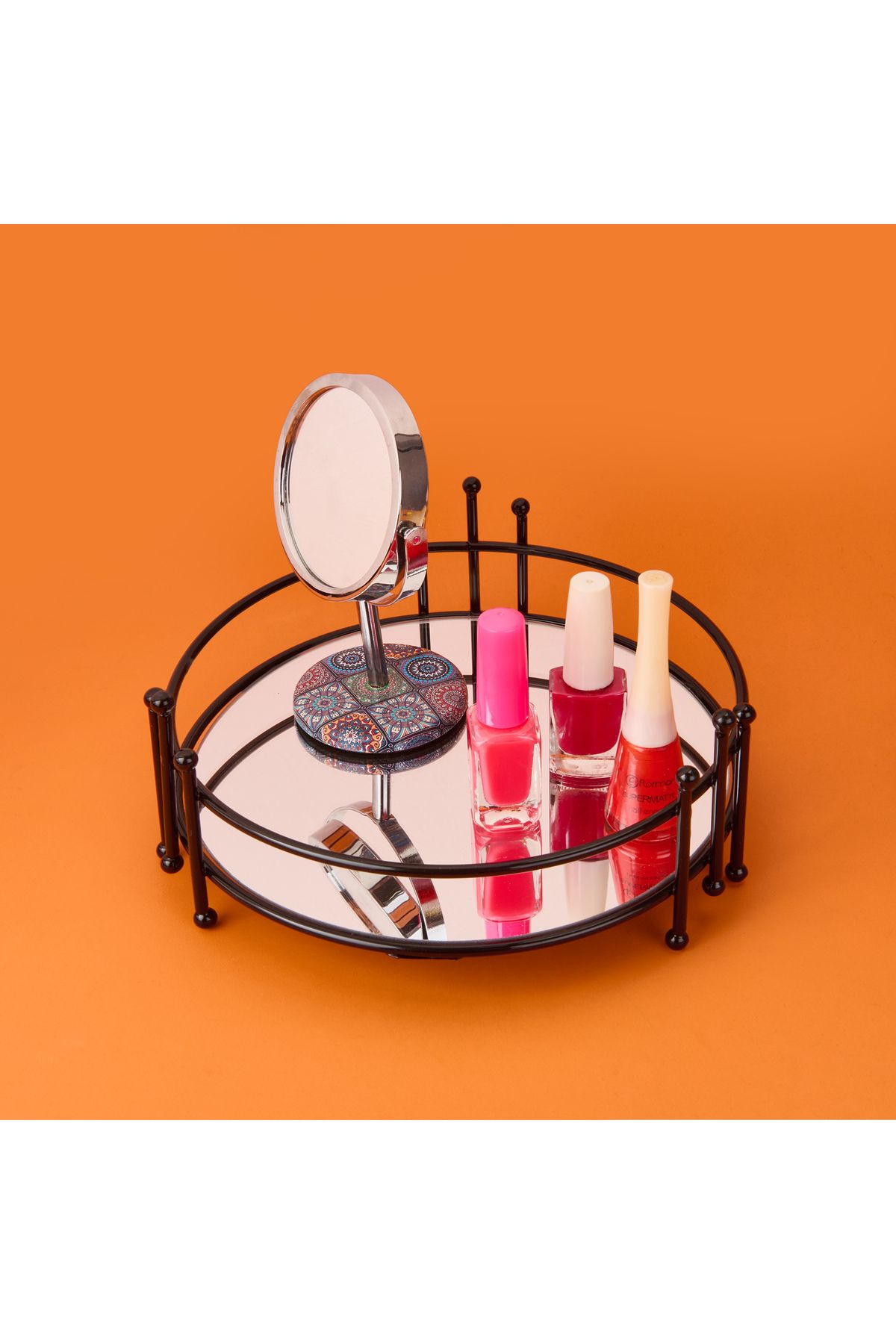 Evidea Bath Dokuz Telli Aynalı Organizer - Siyah - 9x21 cm