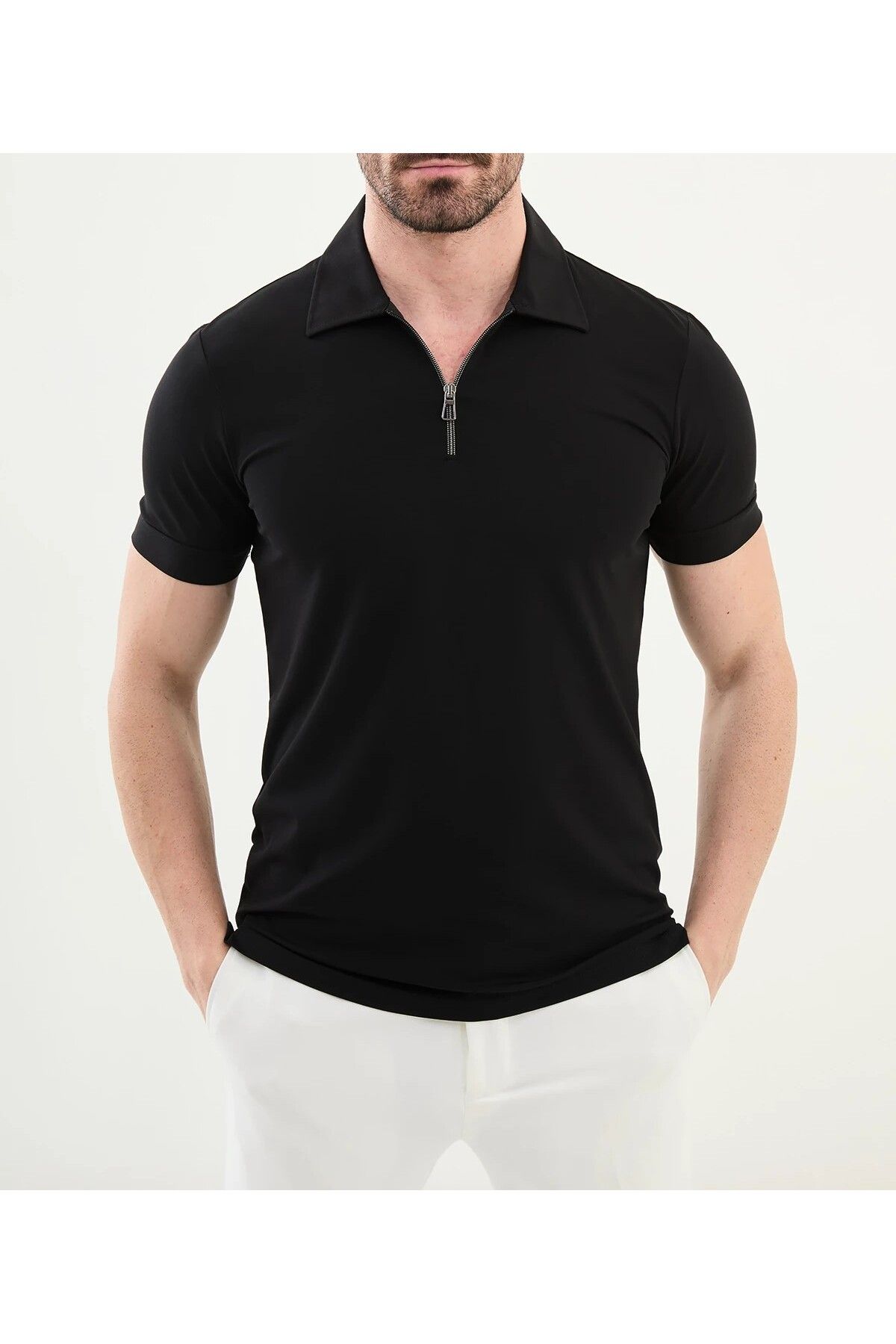 SERKAN SEVİNÇ POLO YAKA İNCE KUMAŞ FERMUARLI TSHIRT
