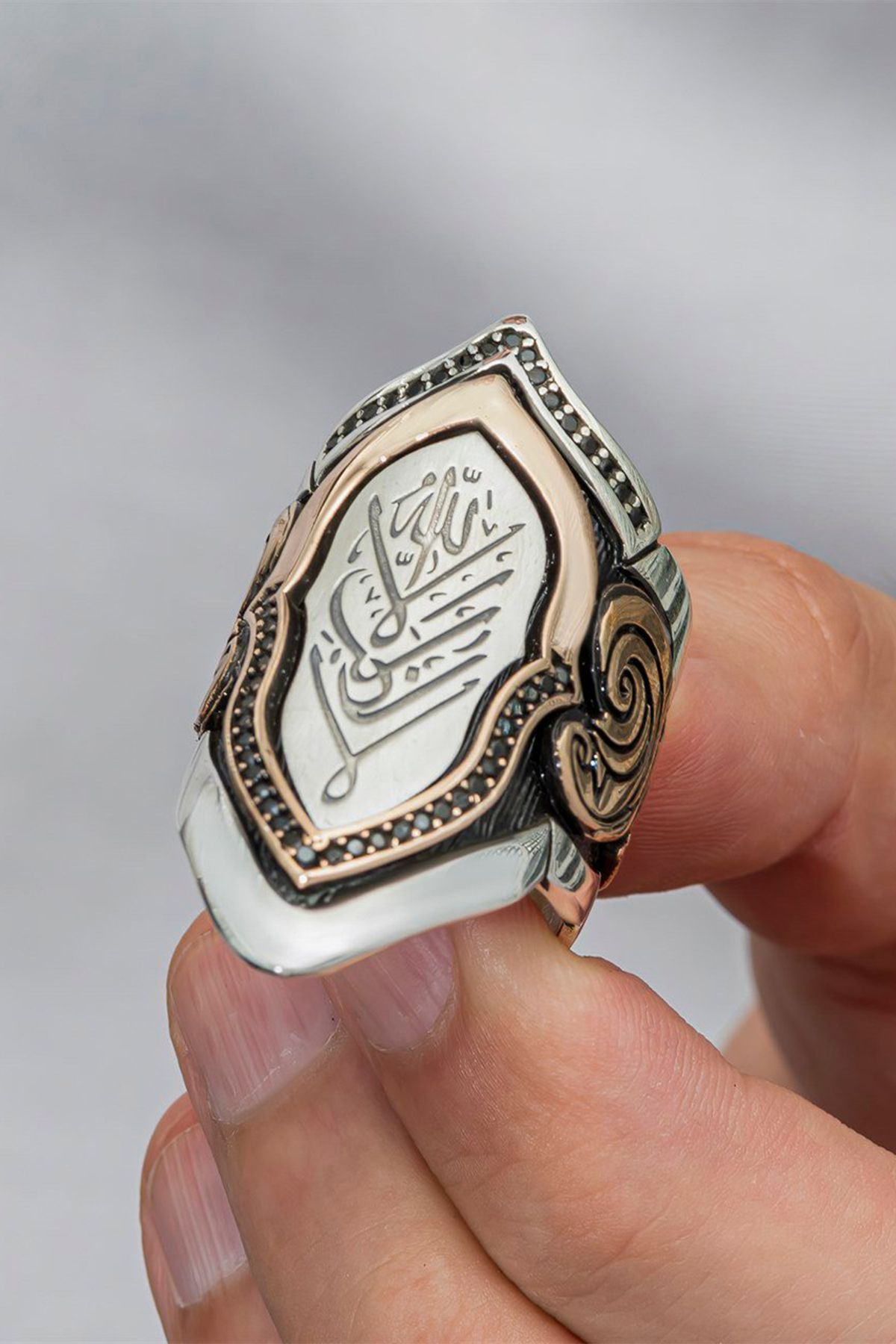 Yüzükhane Gravür Bezeme La Galibe İllallah İşlemeli Zihgir Yüzük