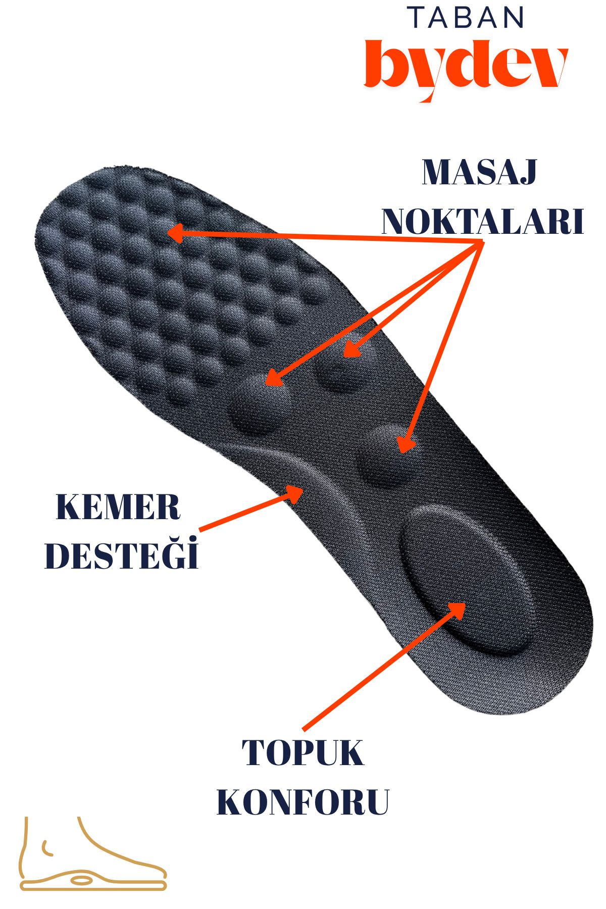 Bydev Taban By-1906 - Masaj Noktalı Ortopedik Ayakkabı Tabanlığı, İnce Yumuşak Konfor Taban