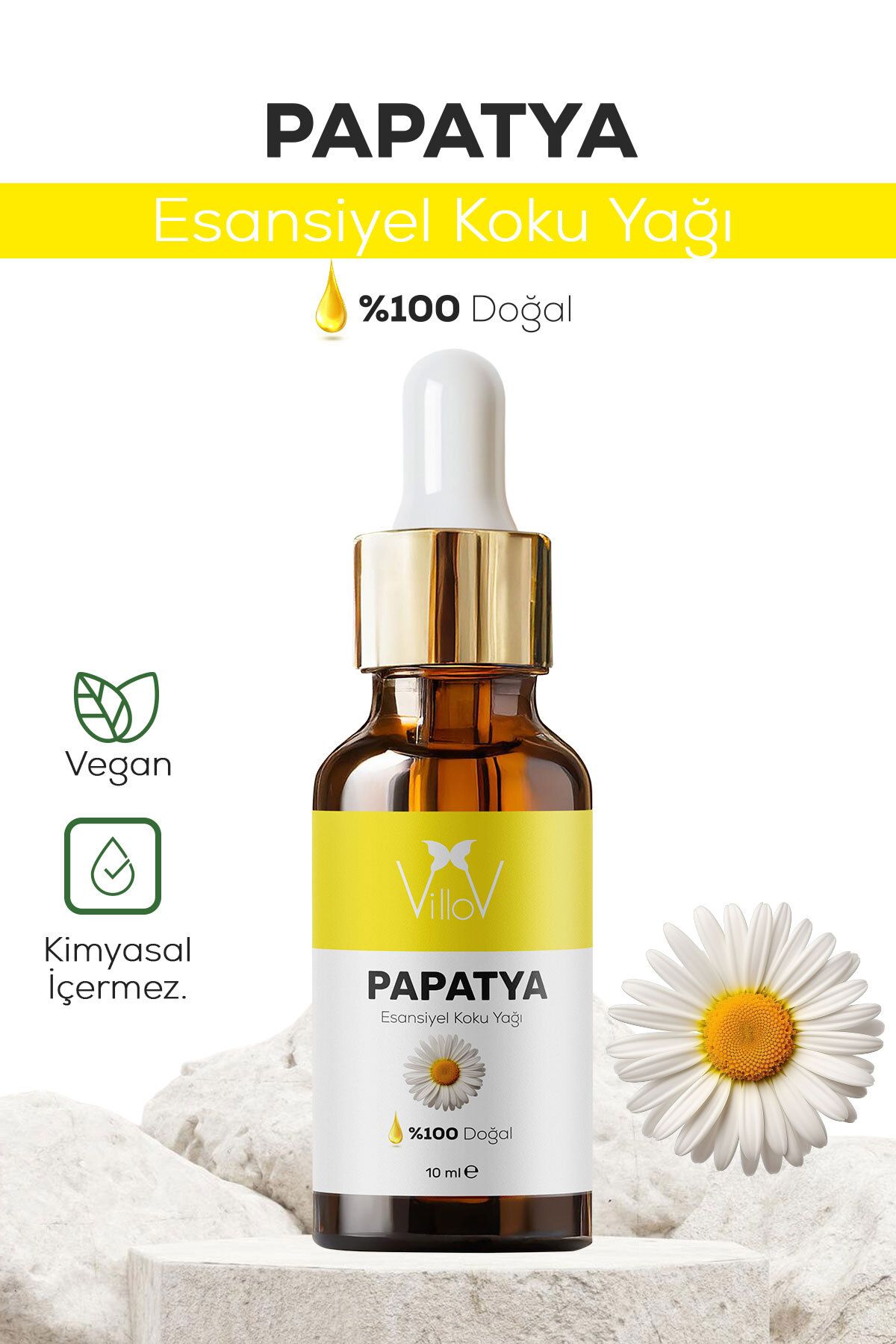 Villov Papatya Esansiyel Uçucu Koku Yağı Difüzör Esansı Buhurdanlık Yağı Aromaterapi Esansı Yağı 10ml