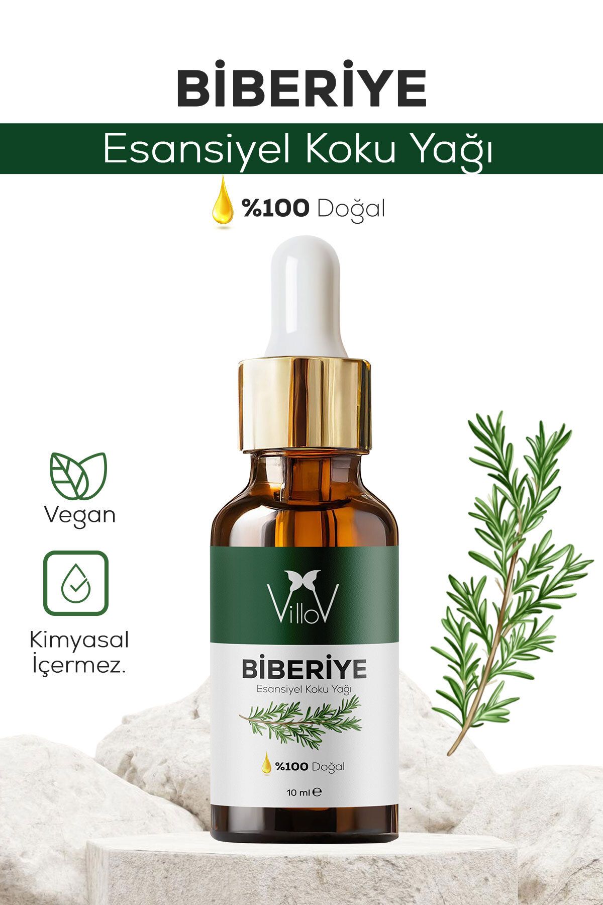 Villov Biberiye Esansiyel Uçucu Koku Yağı Difüzör Esansı Buhurdanlık Yağı Aromaterapi Esansı Yağı 10ml