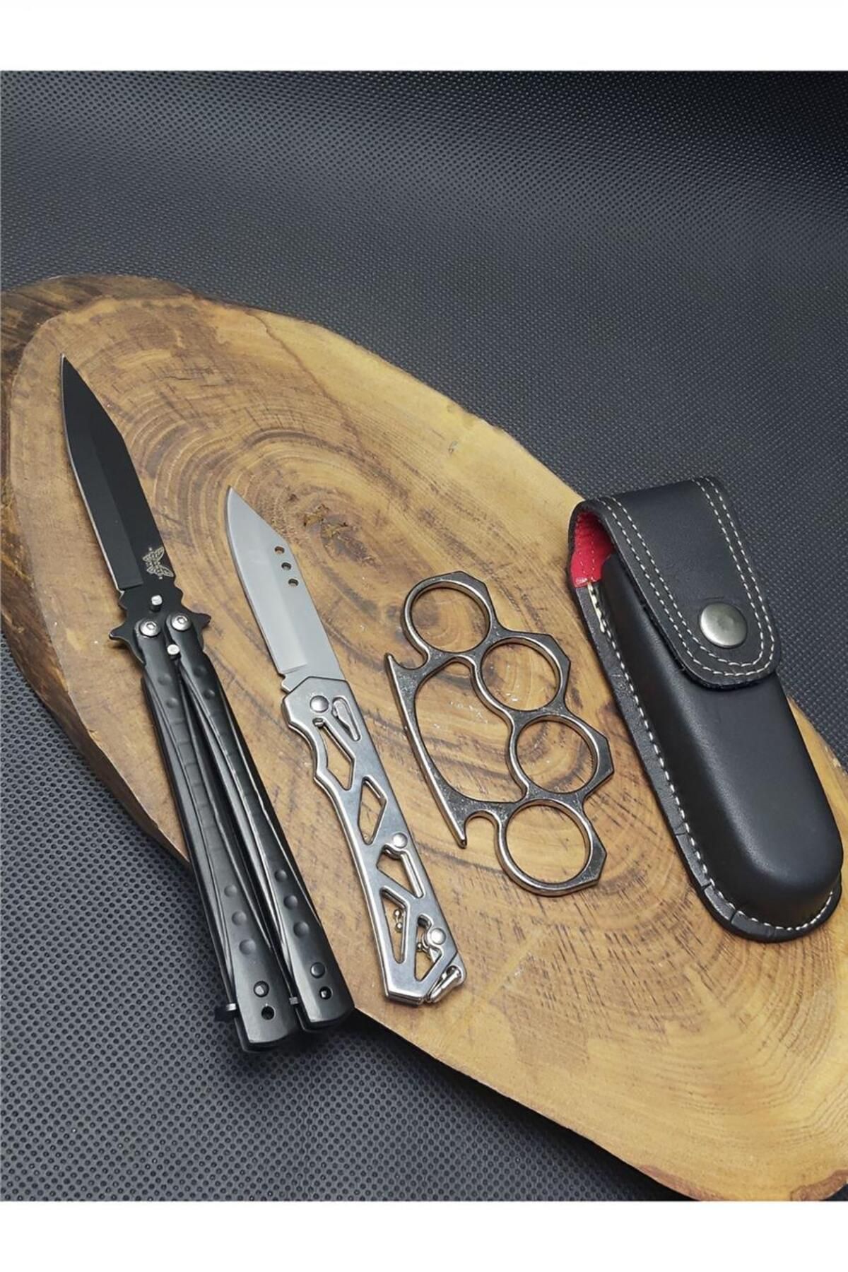 alsepeteavm 21 cm Siyah Kelebek Paslanmaz Çelik Çakı Seti 5004586658
