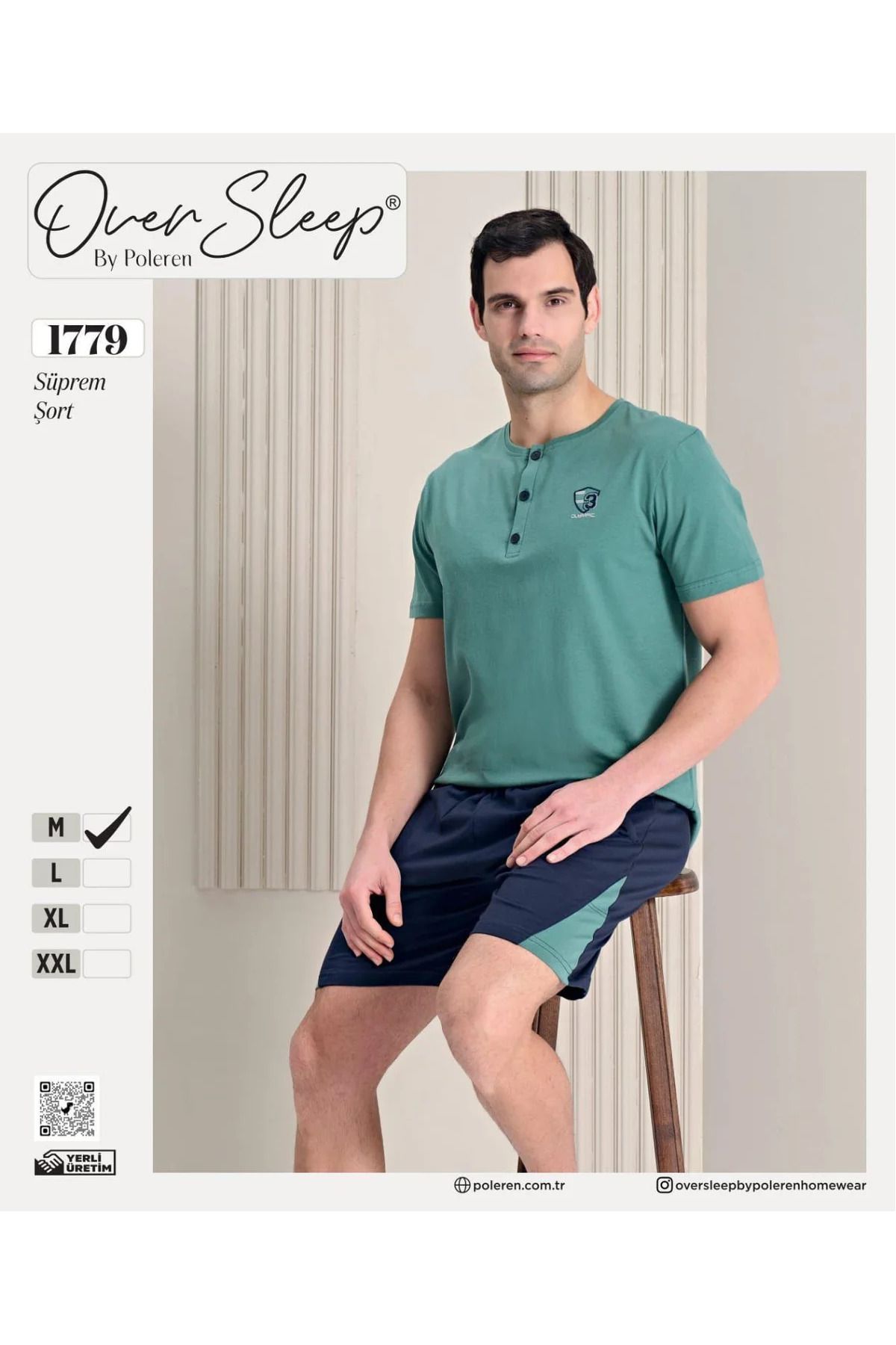 Butik Over Sleep 1779 Erkek Yazlık Süprem Şortlu Kısa Kol Pijama Takım