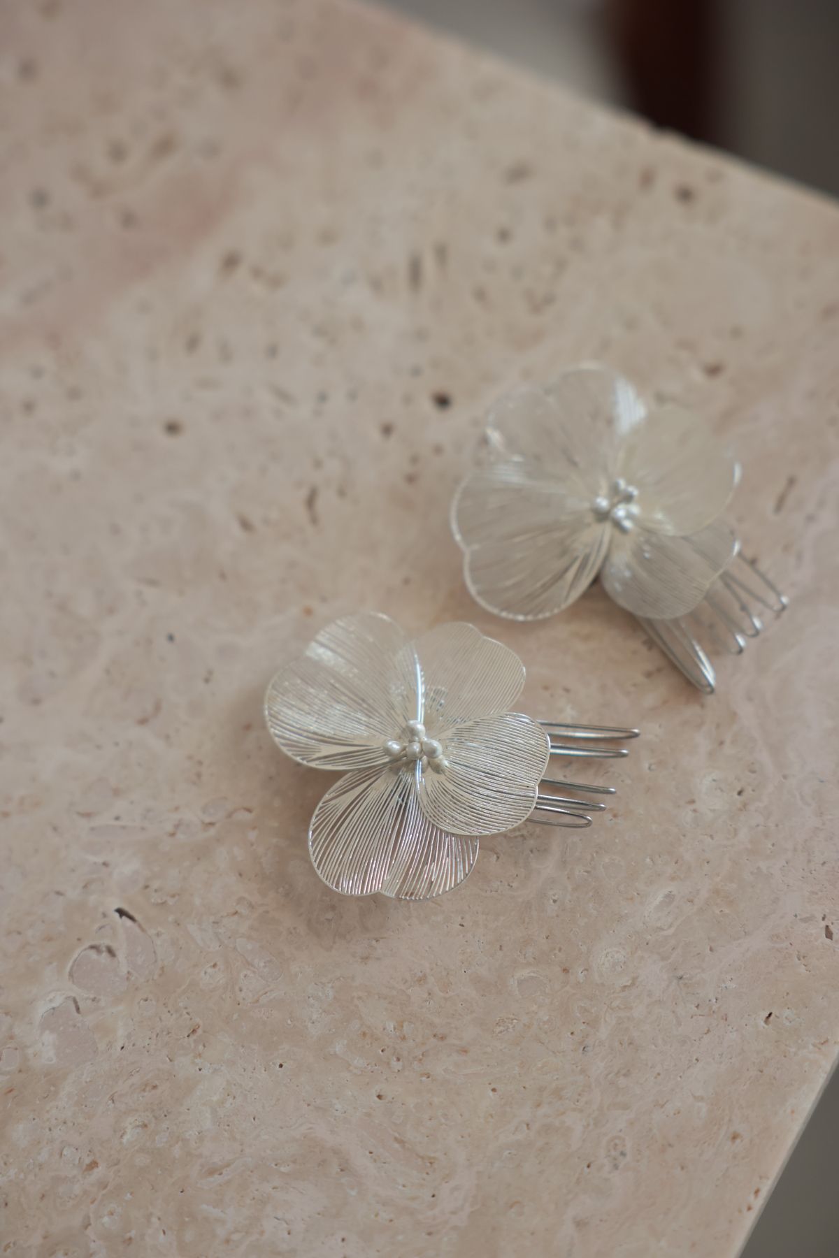 İstoria Bridal 2'li Metal Pin Toka, Nişan-Düğün Saç Aksesuarı, Metal Çiçek Toka