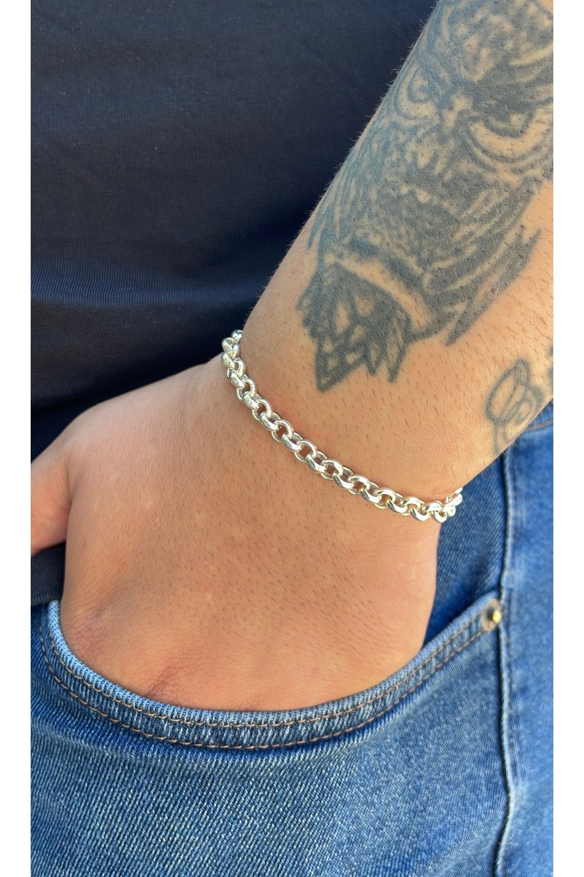 LİNOVE JEWELLERY Doç Gümüş Bileklik, 925 Ayar Gümüş Doç Bileklik, Unisex Bileklik, Erkek Gümüş Bileklik