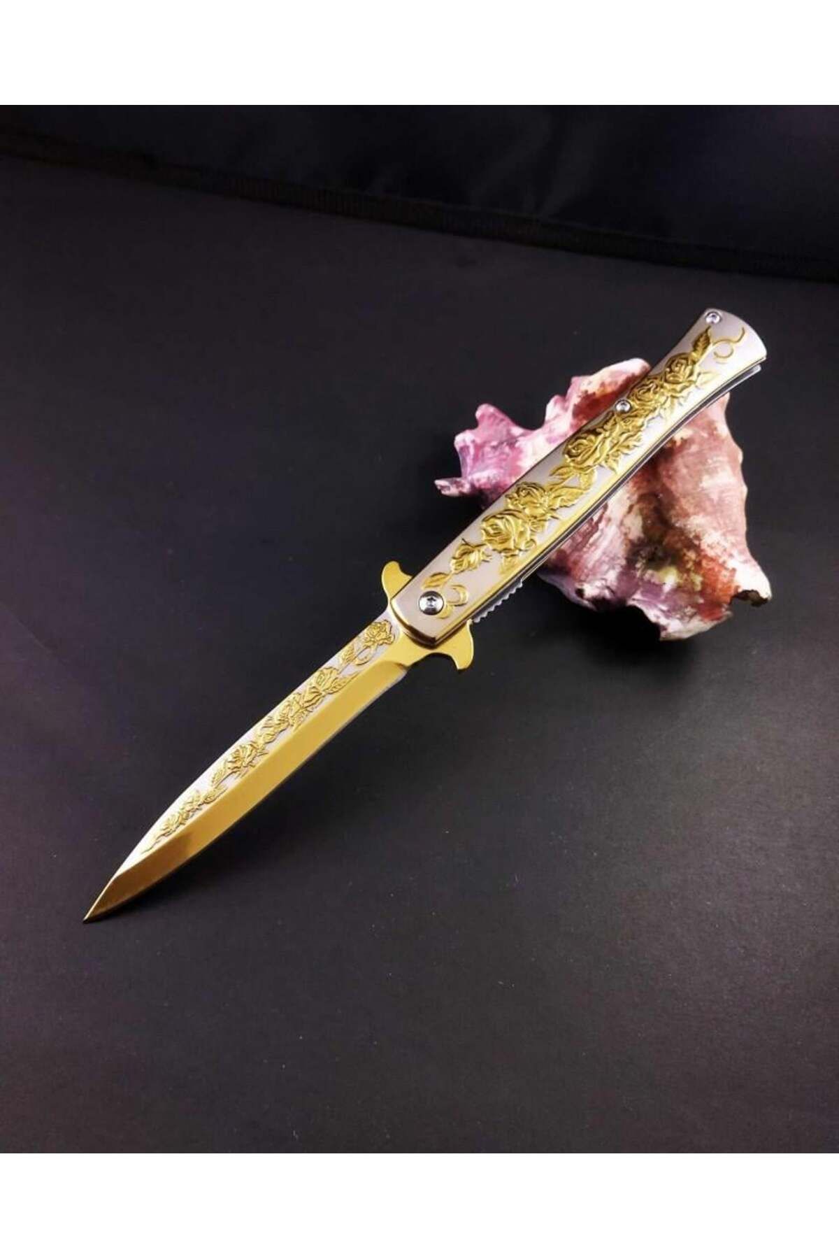 alsepeteavm Browning Gold Gül Desenli Kamp Çakısı
