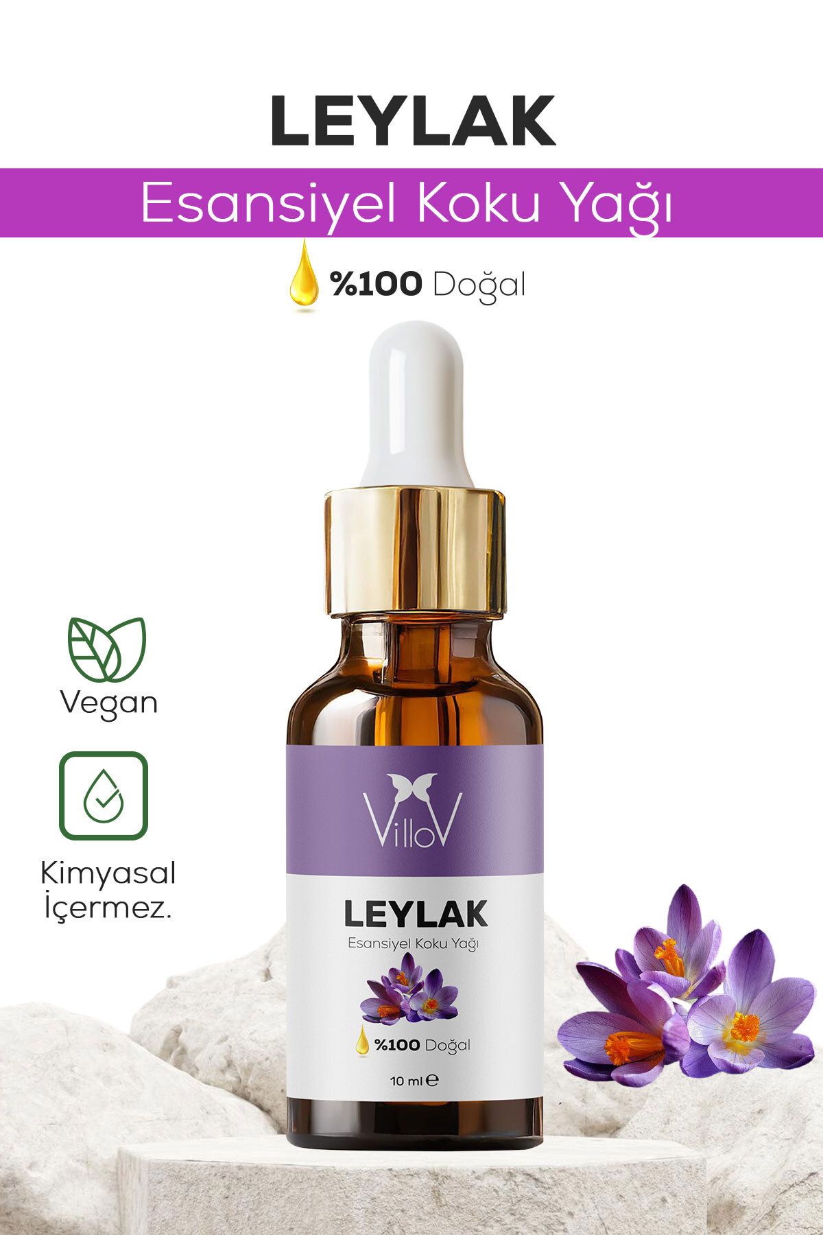 Villov Leylak Esansiyel Uçucu Koku Yağı Difüzör Esansı Buhurdanlık Yağı Aromaterapi Esansı Yağı 10ml