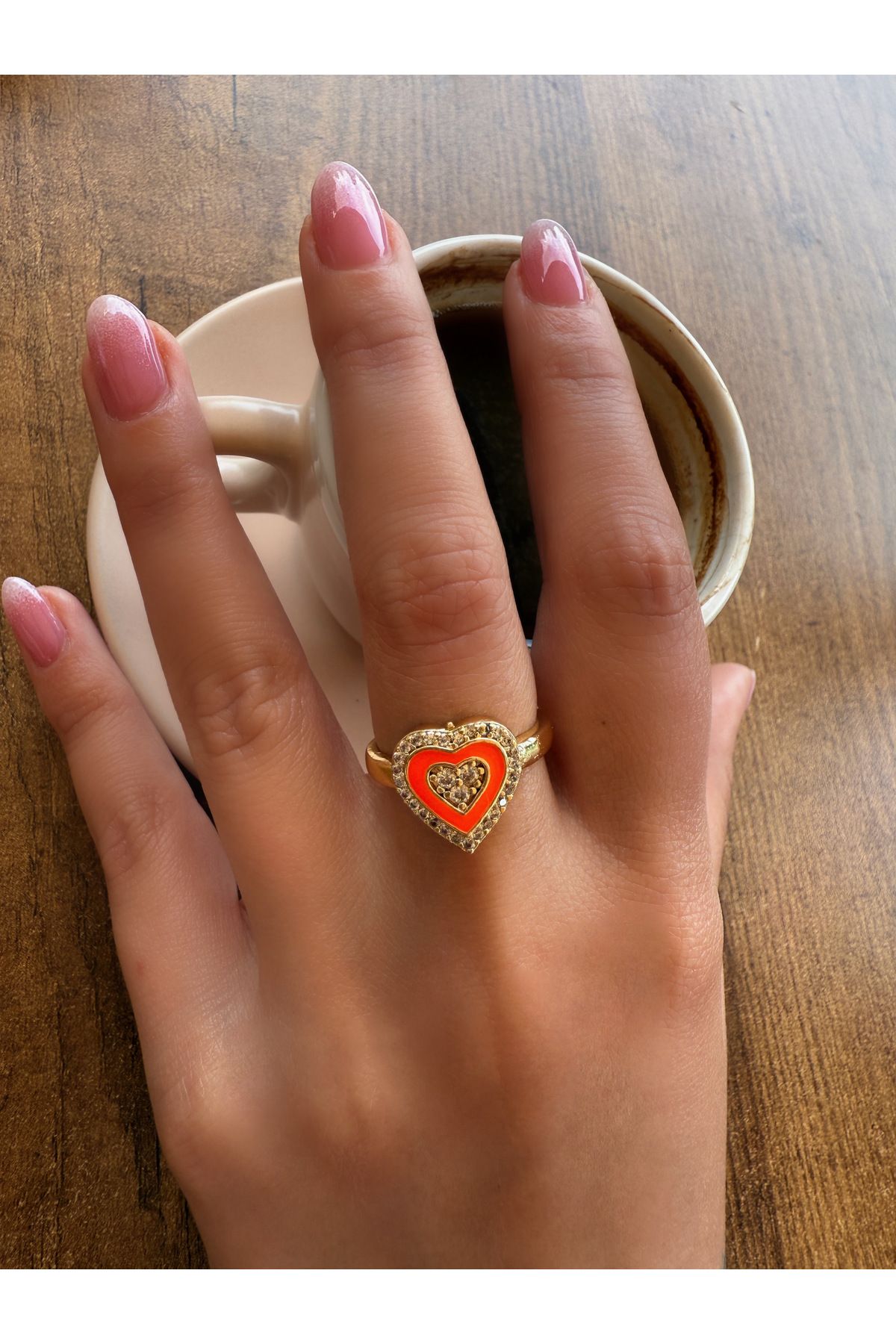HeyYou Jewelry Ayarlanabilir kalp yüzük