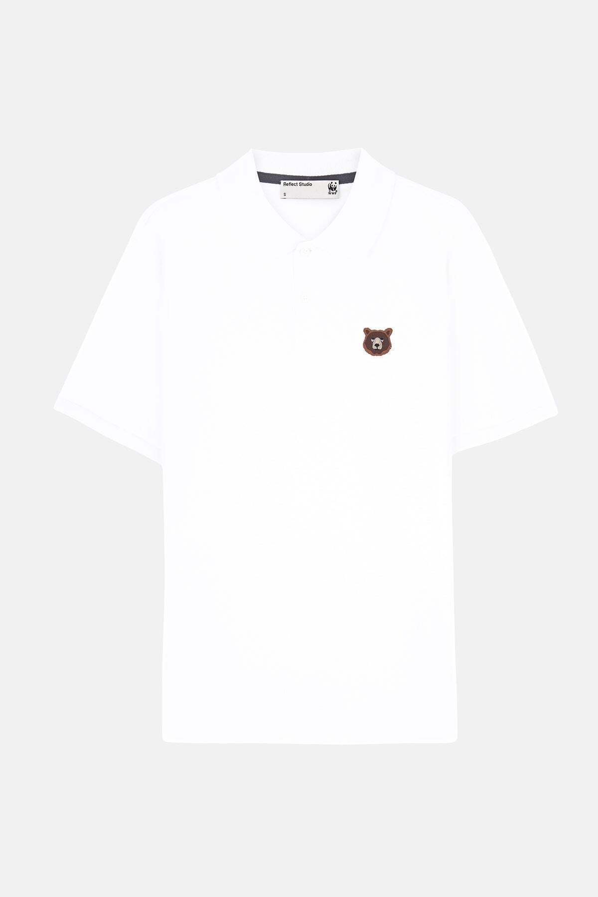 WWF Market Bozayı Polo Yaka T-Shirt - Beyaz