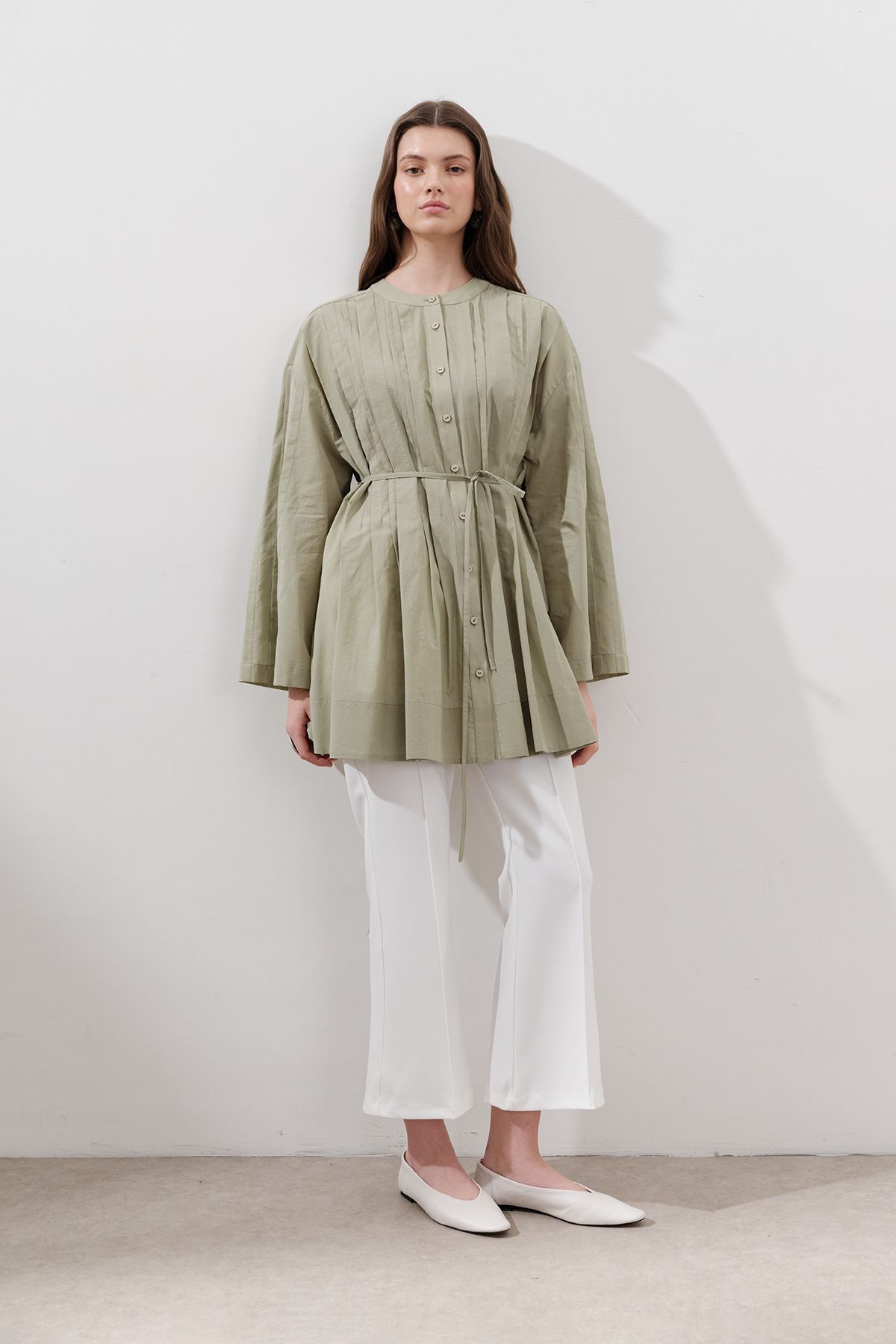Manuka-Ribbed Wide Sleeve Tunic Çağla 3