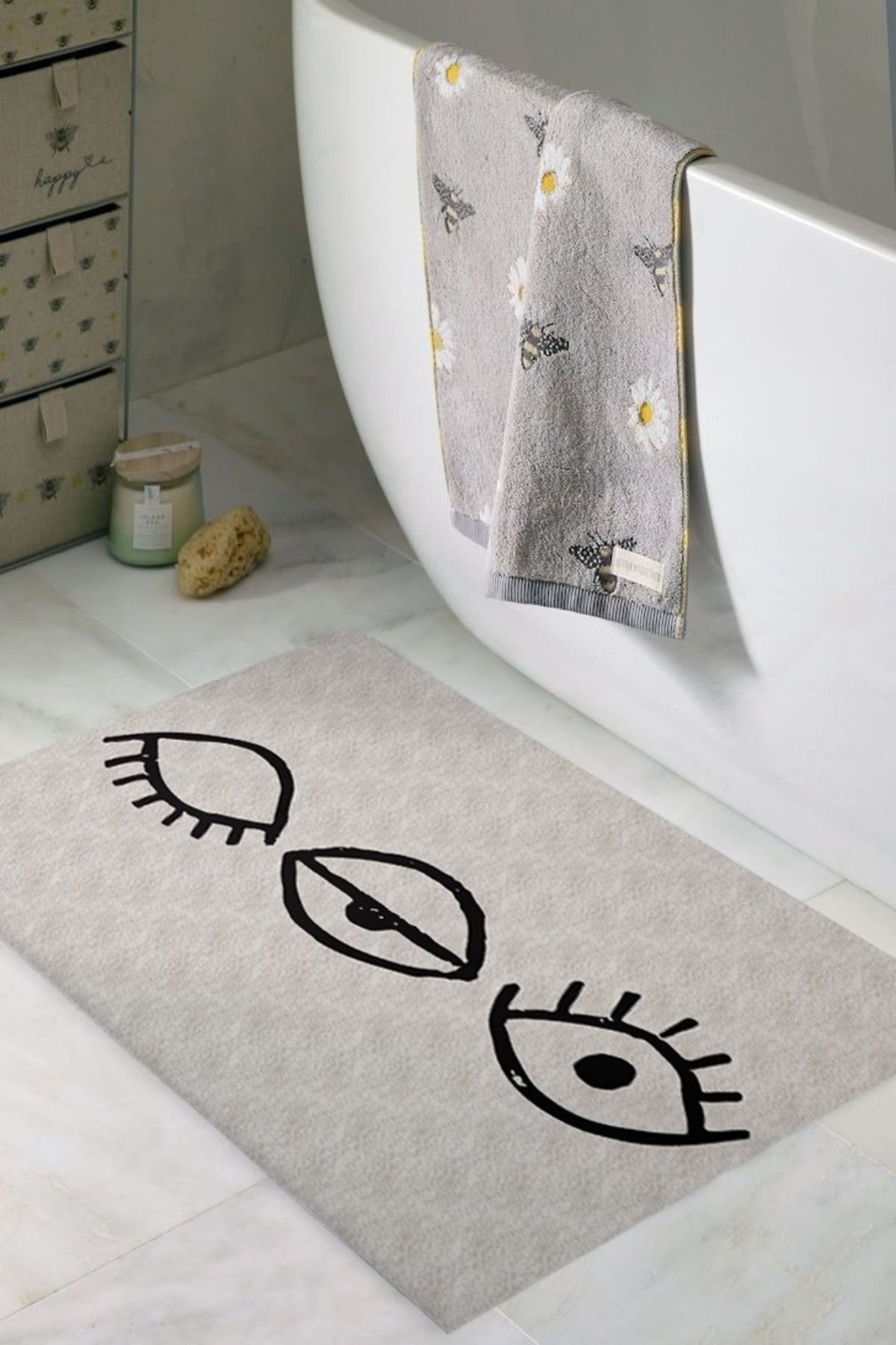 DERAS HOME Yıkanabilir Kaymaz Taban Banyo Paspası 60*100 Cm