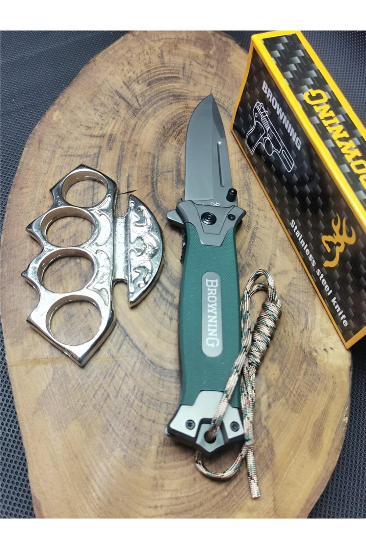 supertrend Süpertrend Kamp Outdoor Browning 21 cm Yeşil İpli Kamp Piknik Çakı