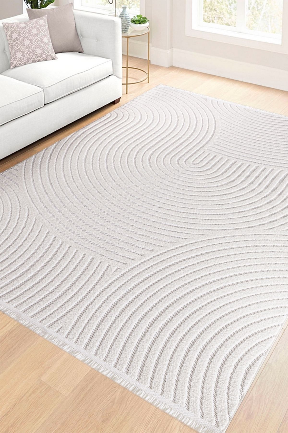 Alpina Home Suats Ekru Yumuşak Doku Salon Oturma Odası Mutfak Çocuk Odası Halısı
