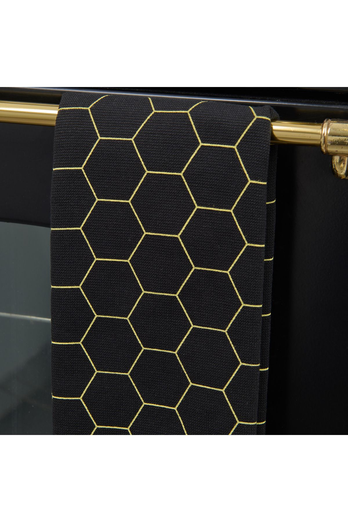 Evidea Soft Hexagon Mutfak Havlusu - Siyah - 40x66 cm