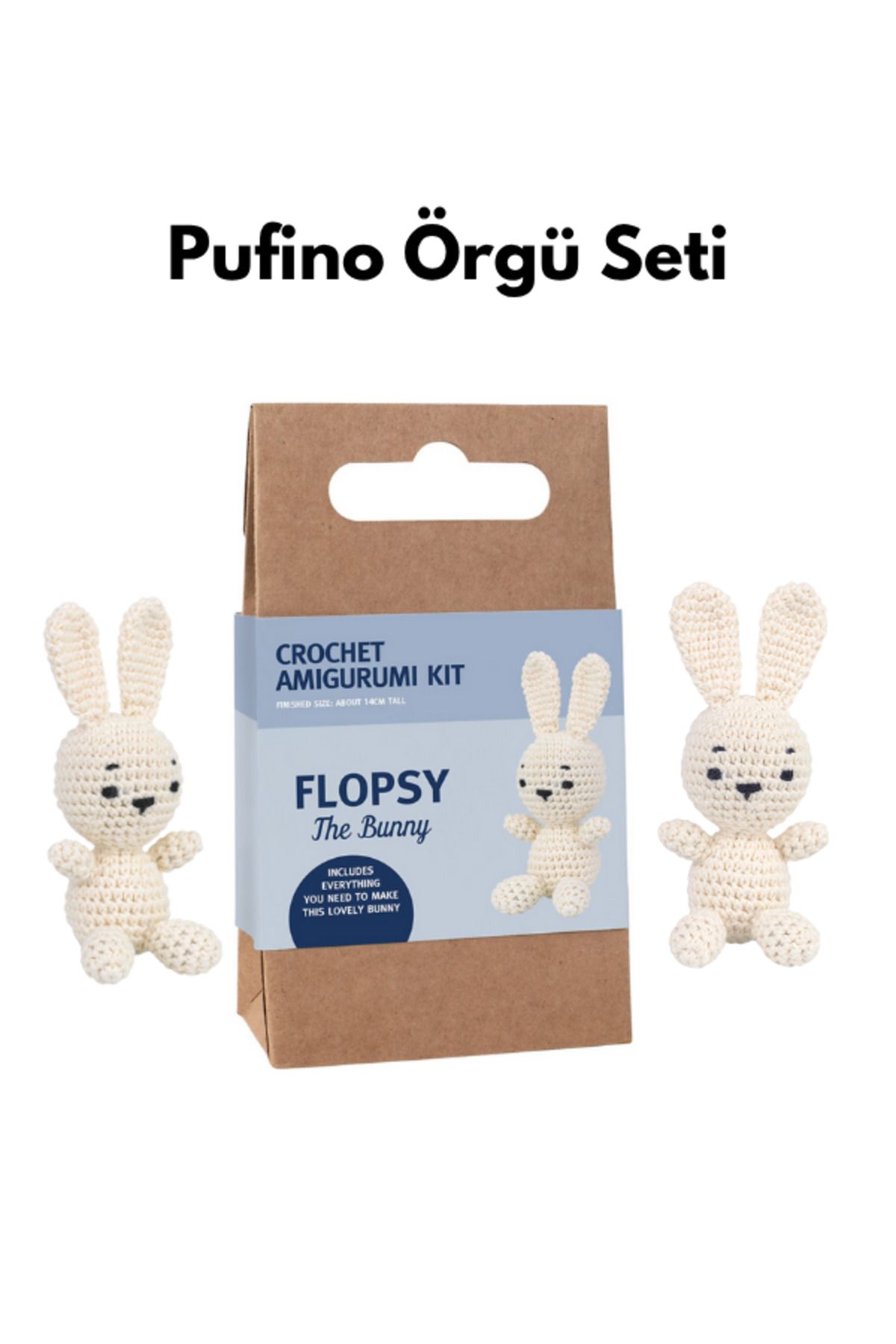 Pufino Tavşan Amigurumi Tığ Kiti, Amigurumi Örgü Seti, Tığ Işi Amigurumi Örgü Oyuncak Seti