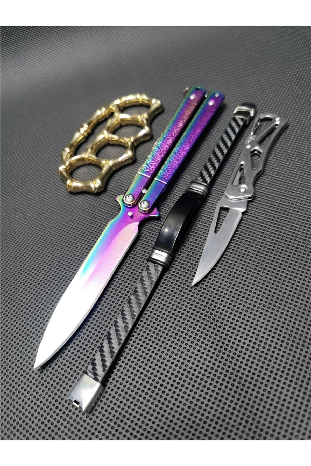 alsepeteavm 21 cm Gökkulağı Renk Klipsli 4 lü Çakı Seti SCK8566744
