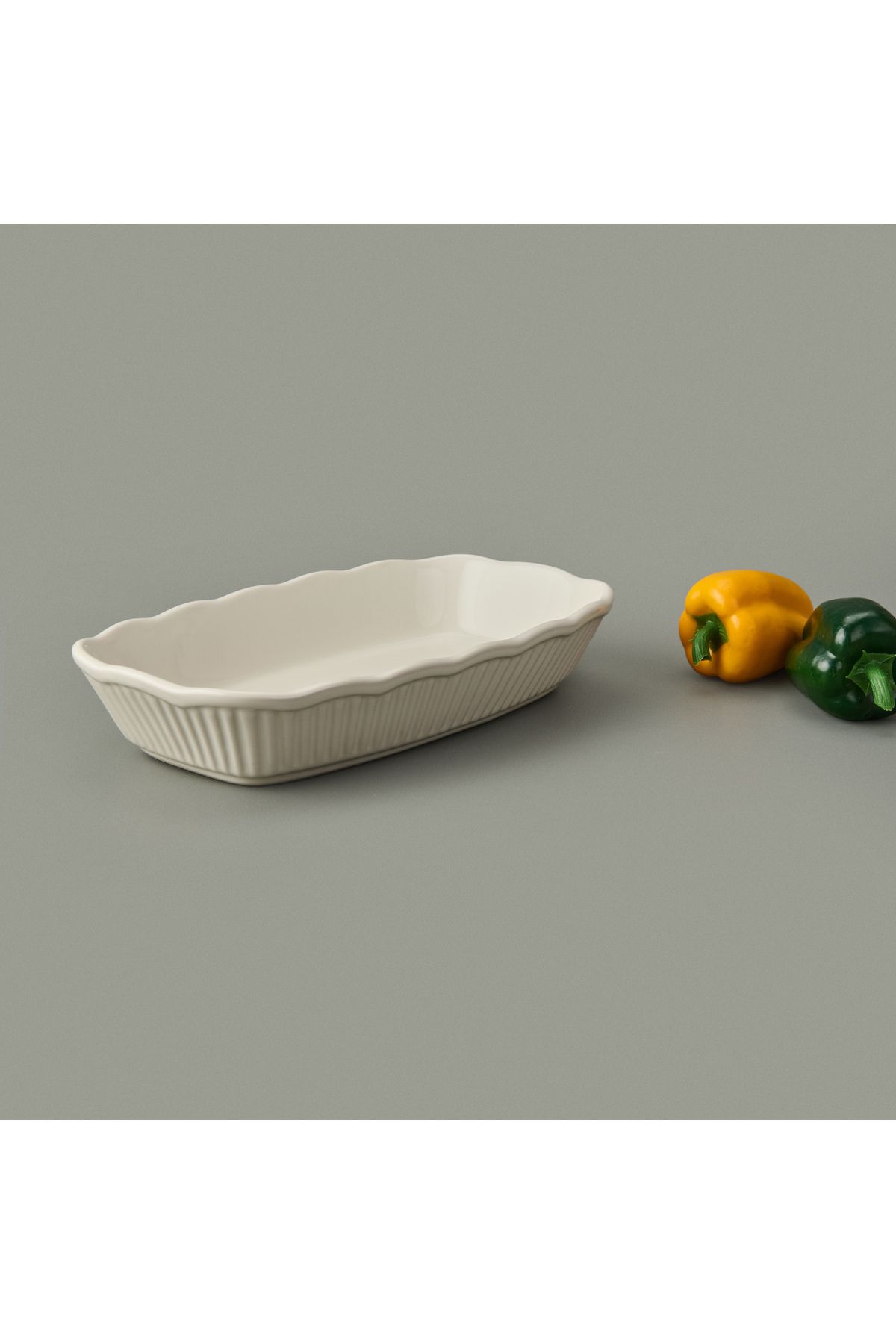İpek İpek Porselen Fırın Kabı - Krem - 27x17 cm
