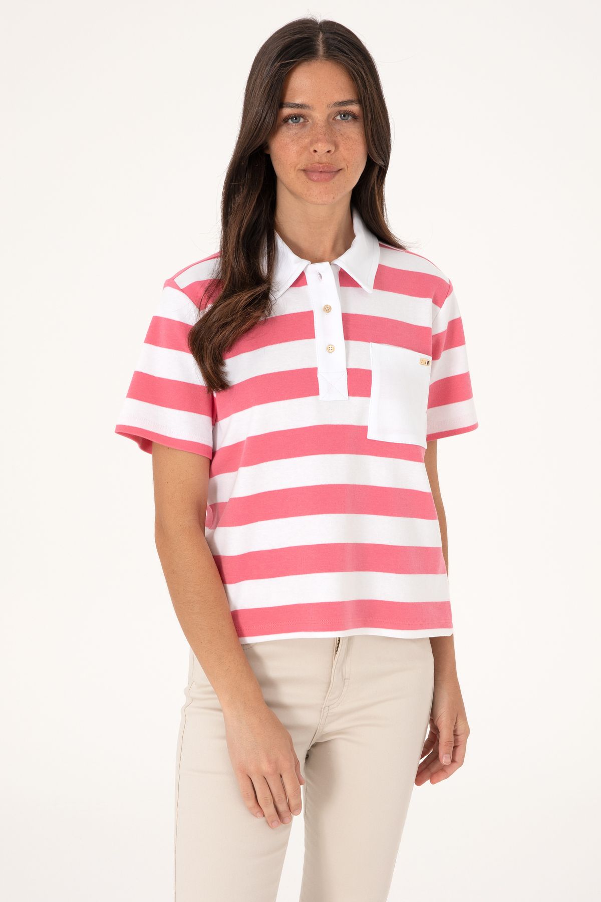 U.S. Polo Assn. Kadın Pembe Tişört 50306713-VR167