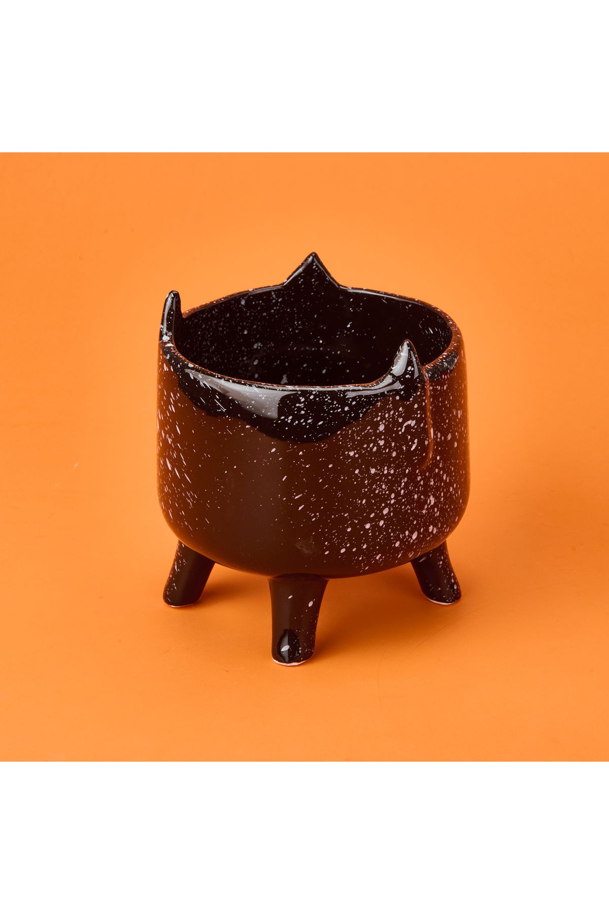 Cosiness Ayaklı Seramik Saksı - Siyah - 14x14x15,5 cm